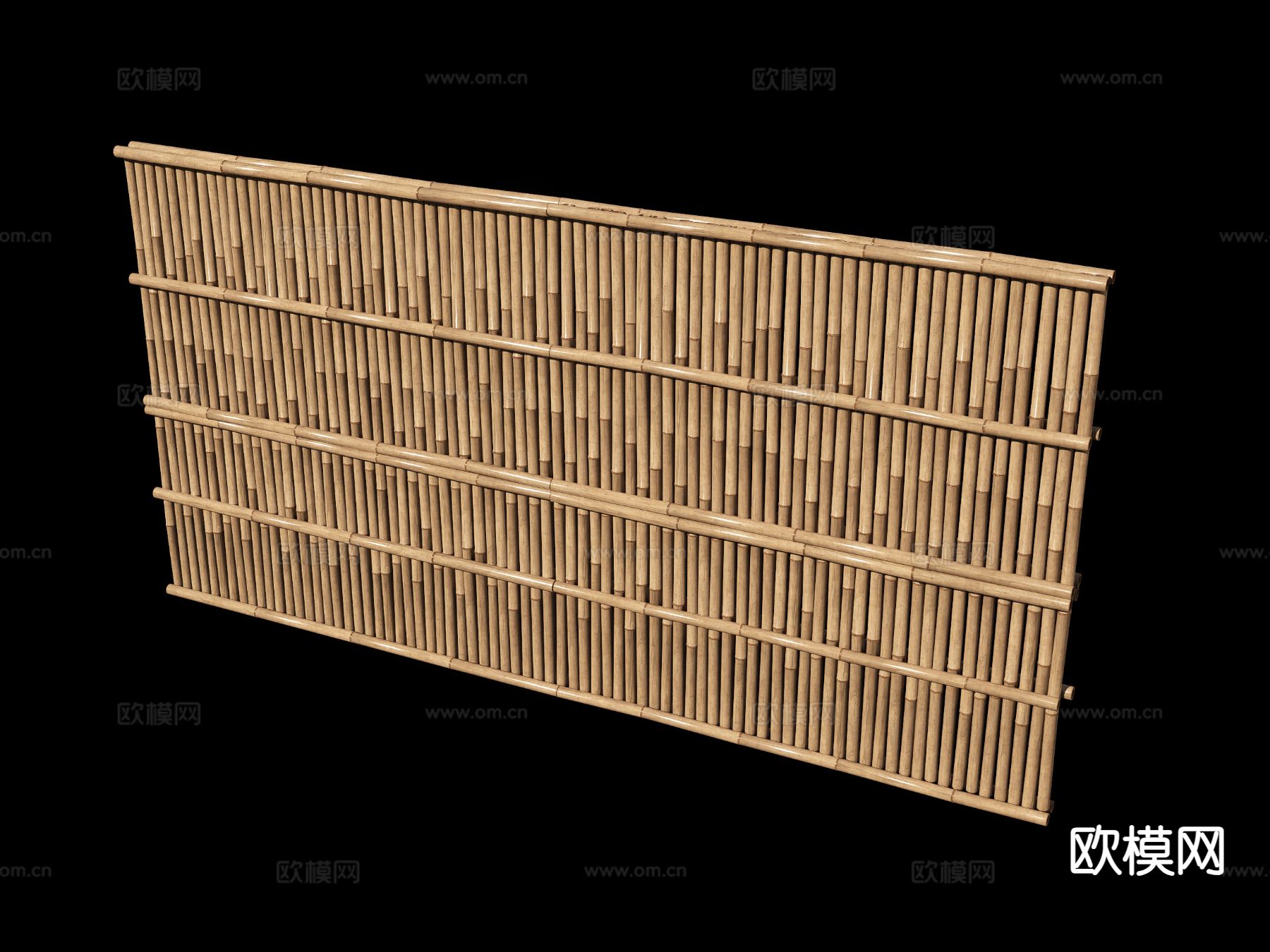 日式木围栏 木格栅 木隔断su模型