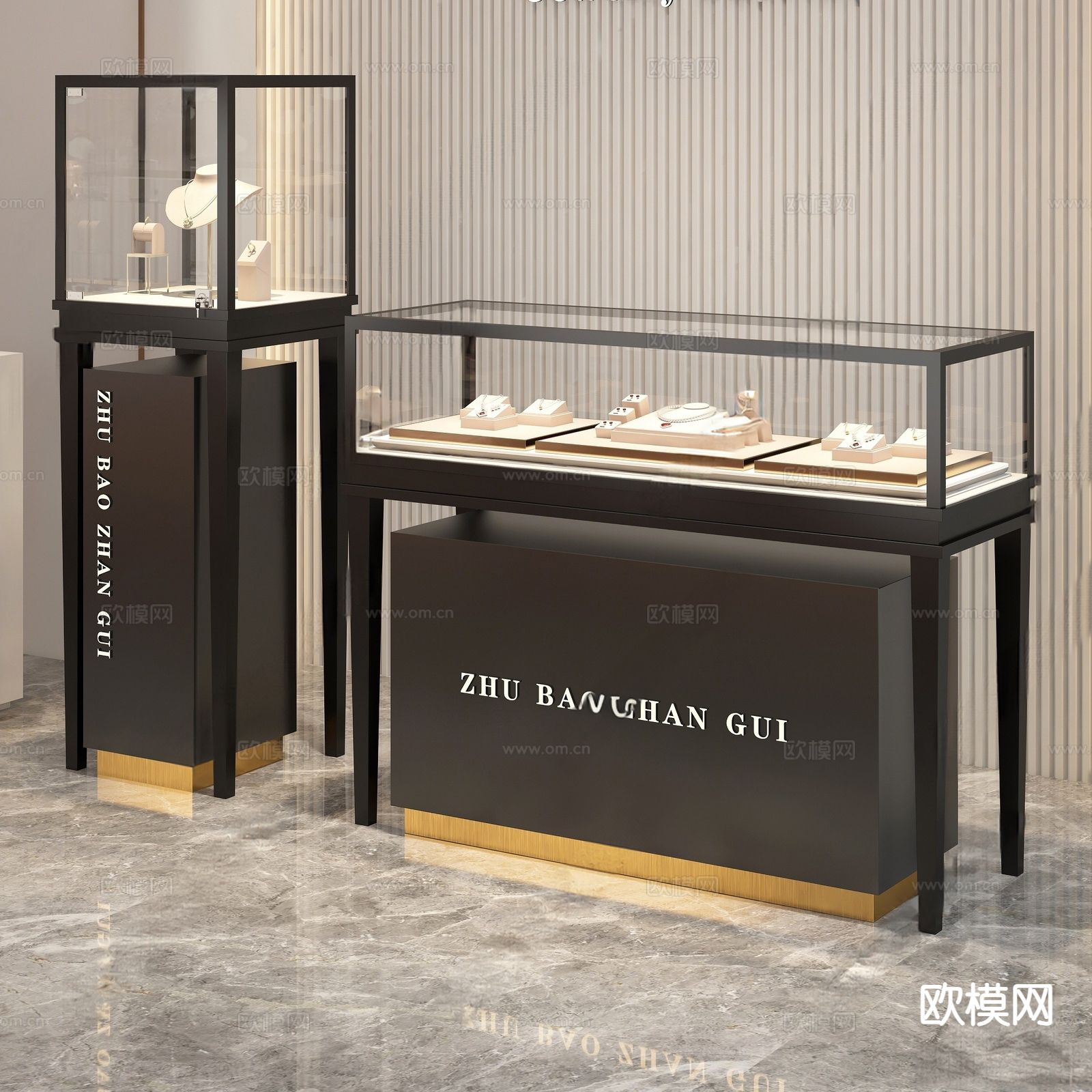 珠宝柜台 首饰展柜 商场柜台su模型下载（渲染图2）