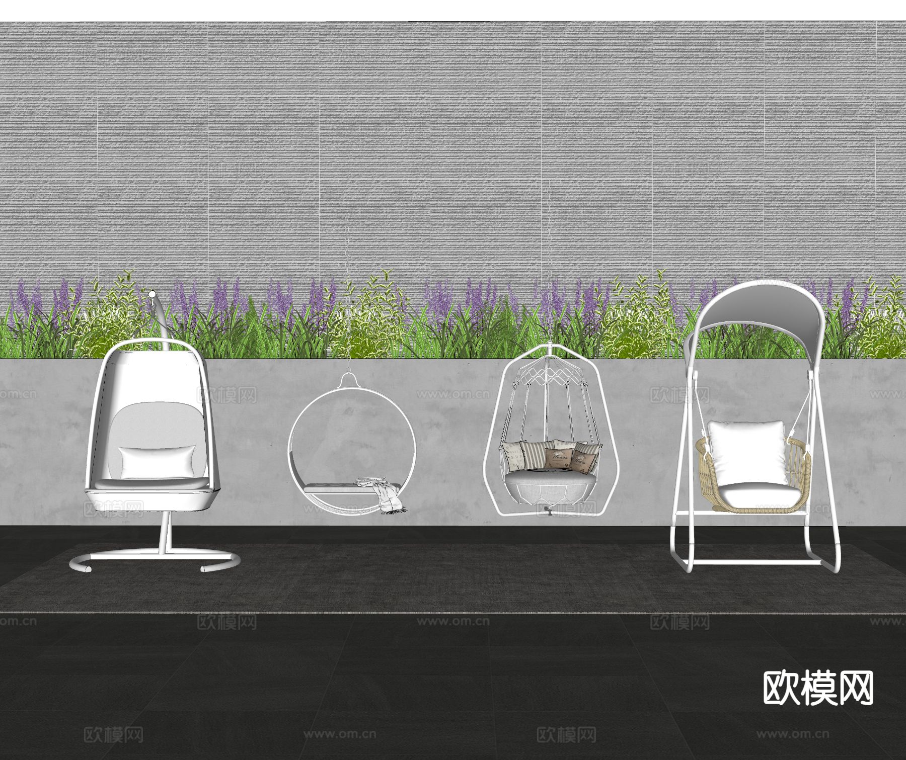 现代吊椅 秋千椅 摇篮椅su模型下载（渲染图1）