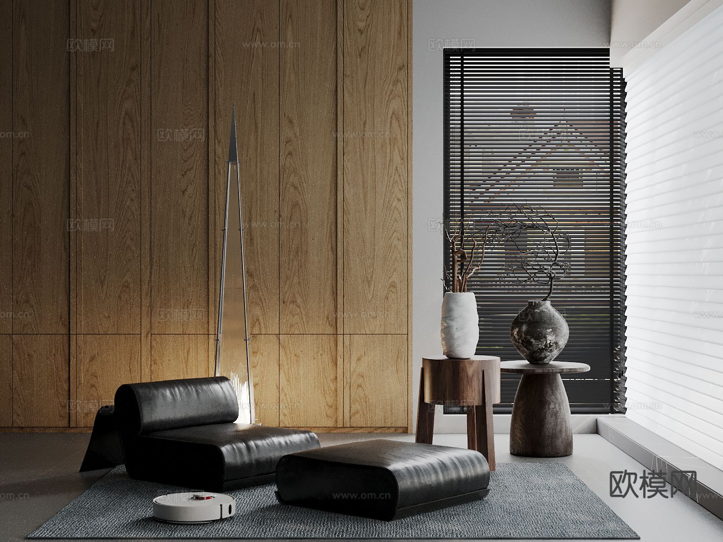 皮革躺椅 休闲躺椅 脚踏su模型下载（渲染图2）