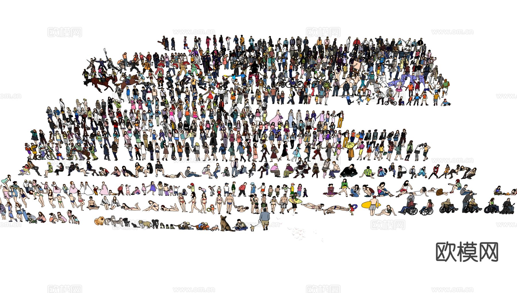 都市人物 人物合集su模型下载