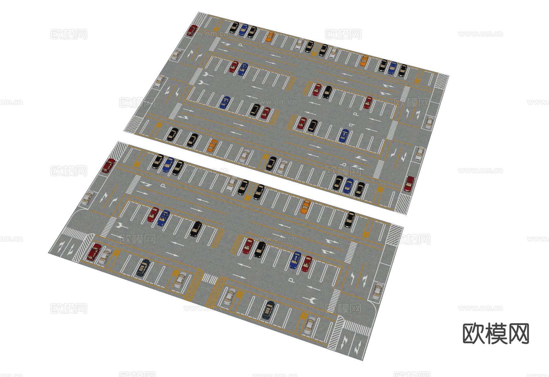 公共停车场 商场停车场 停车位su模型下载（渲染图1）