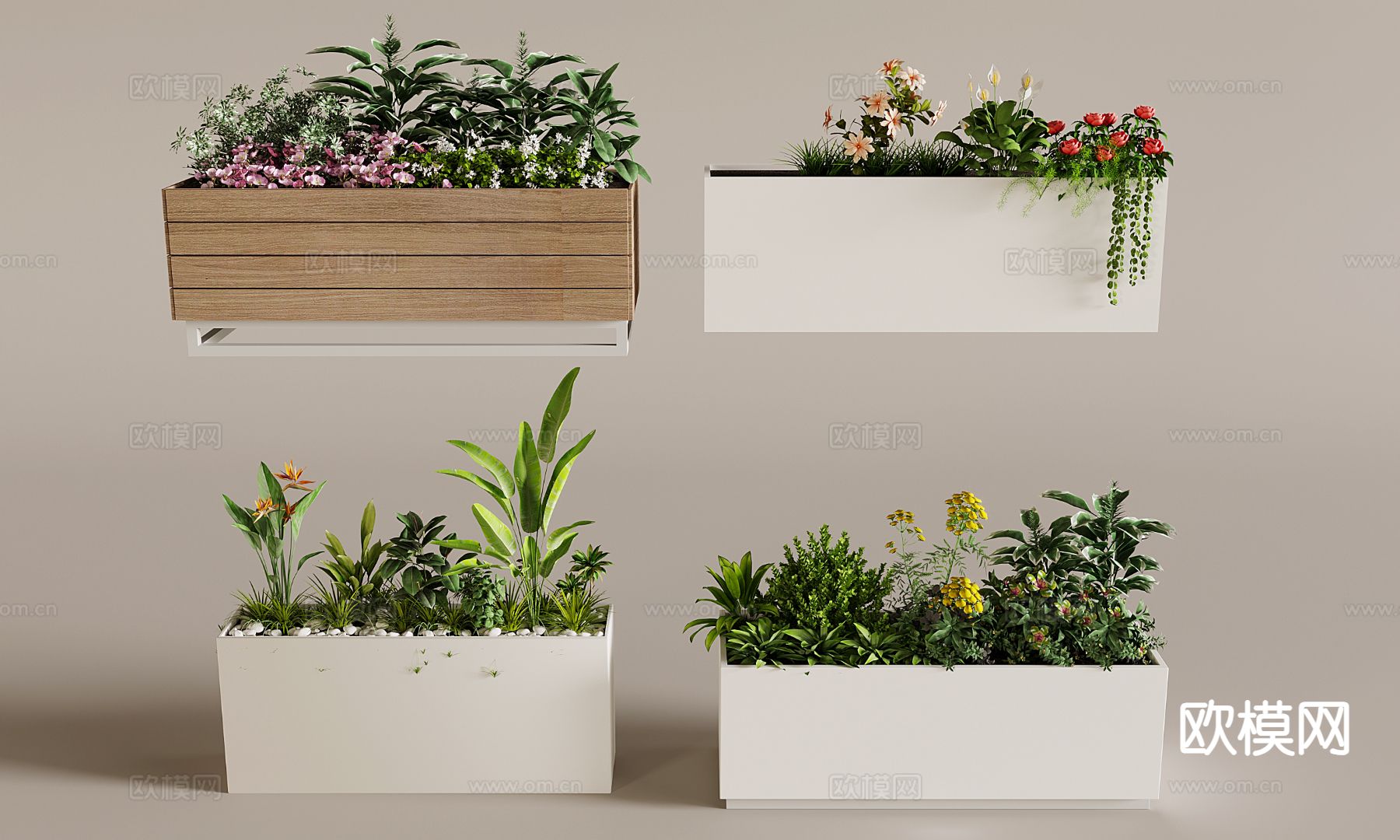 户外花箱 花槽 种植池su模型下载（渲染图2）