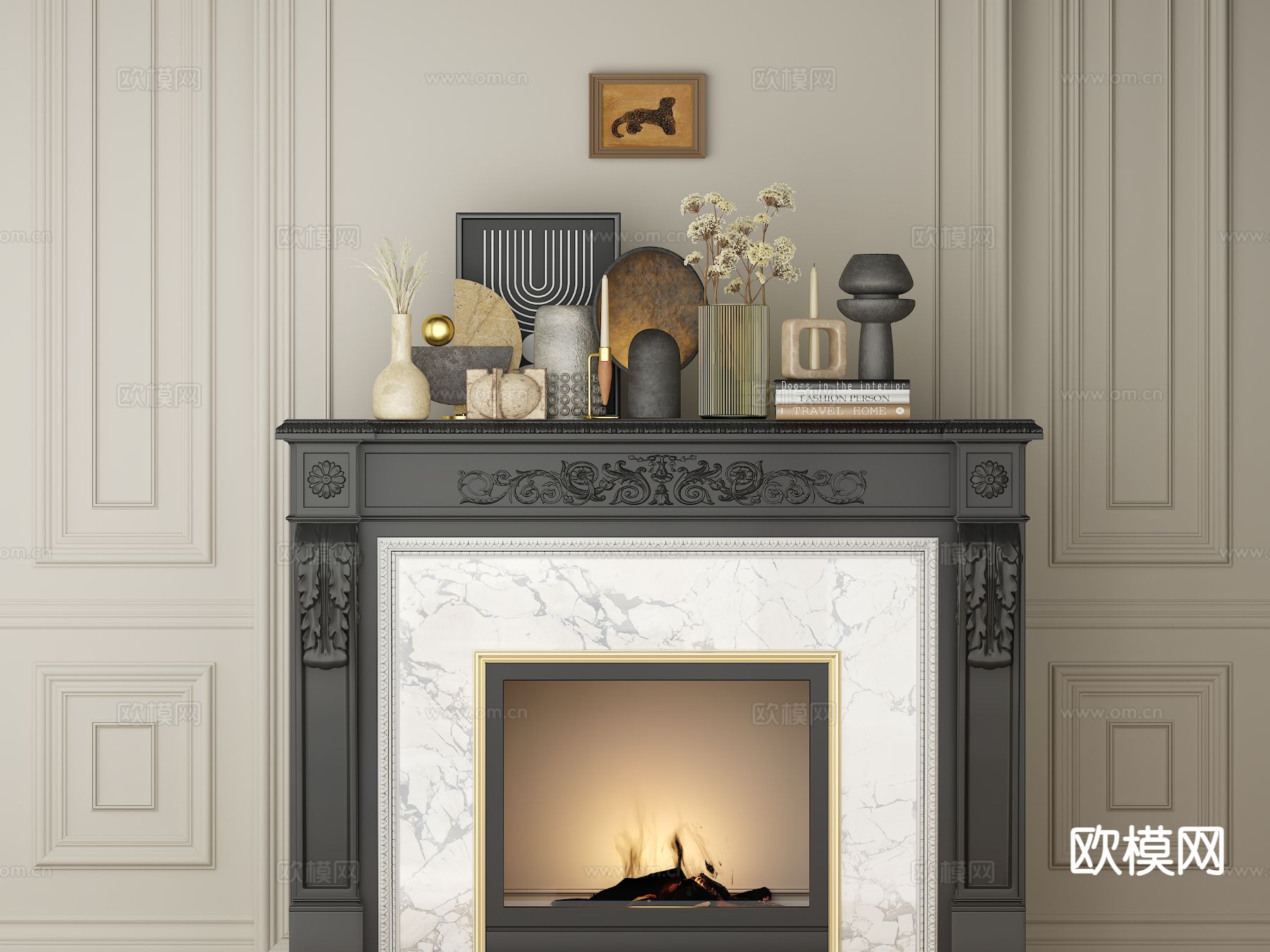 法式壁炉 火炉su模型下载（渲染图2）