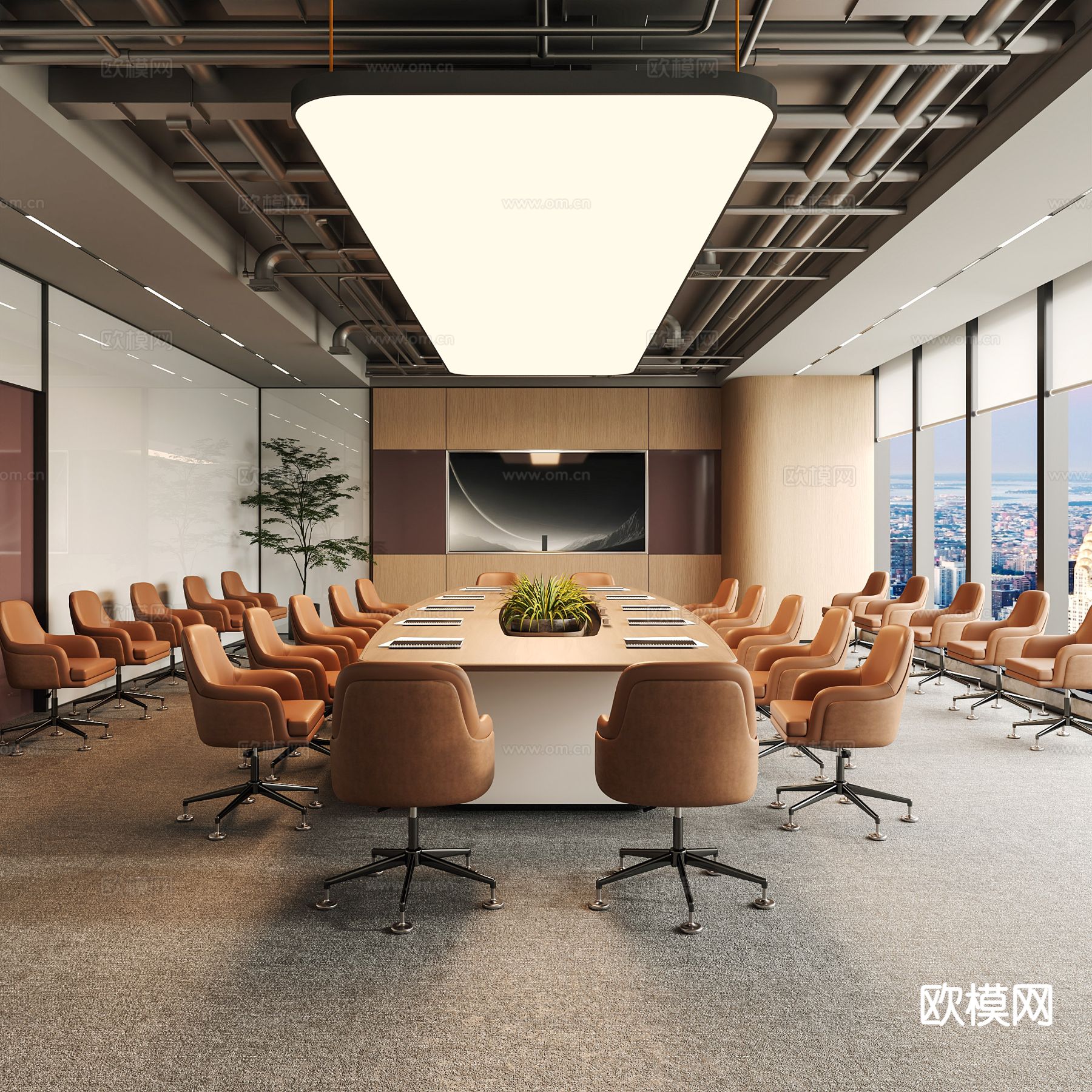 现代会议室3d模型下载