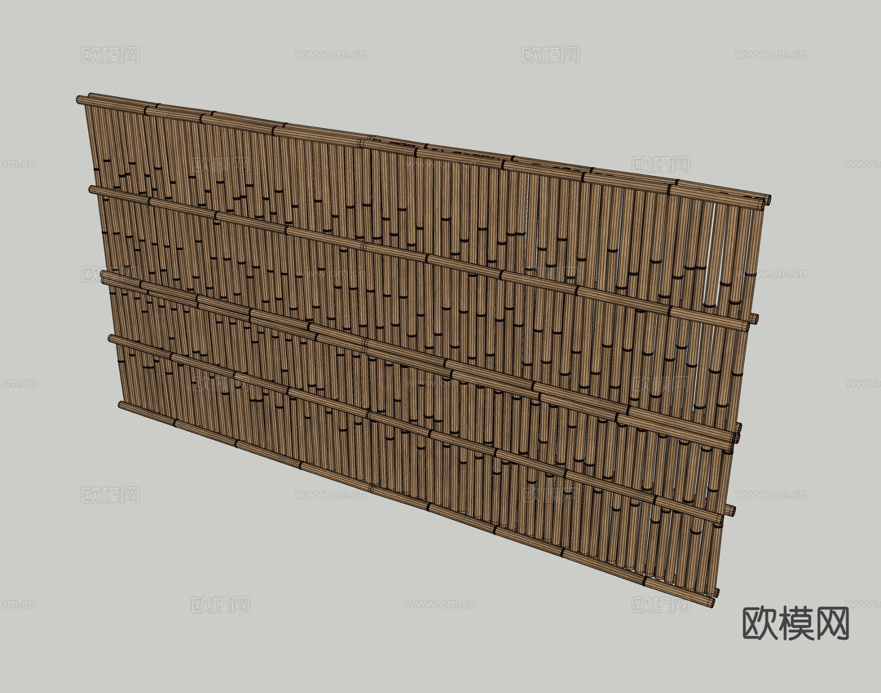 日式木围栏 木格栅 木隔断su模型