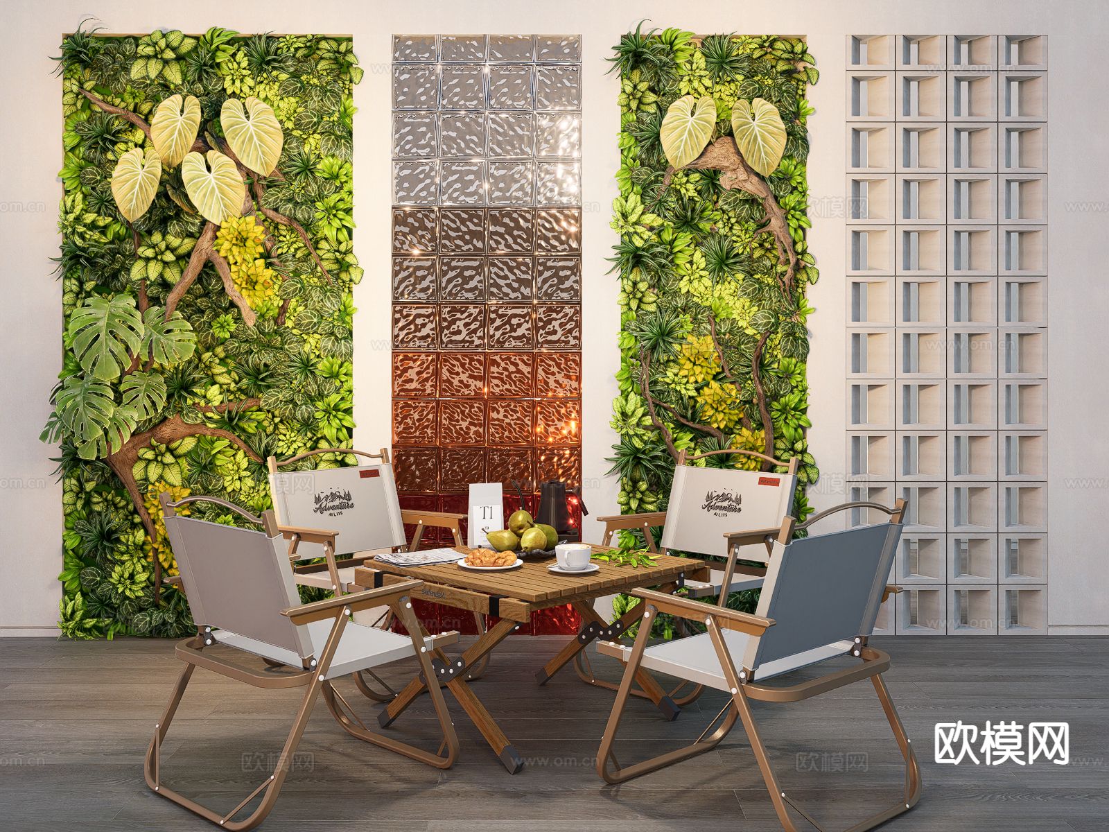 绿植墙 植物墙 景观墙su模型下载（渲染图2）