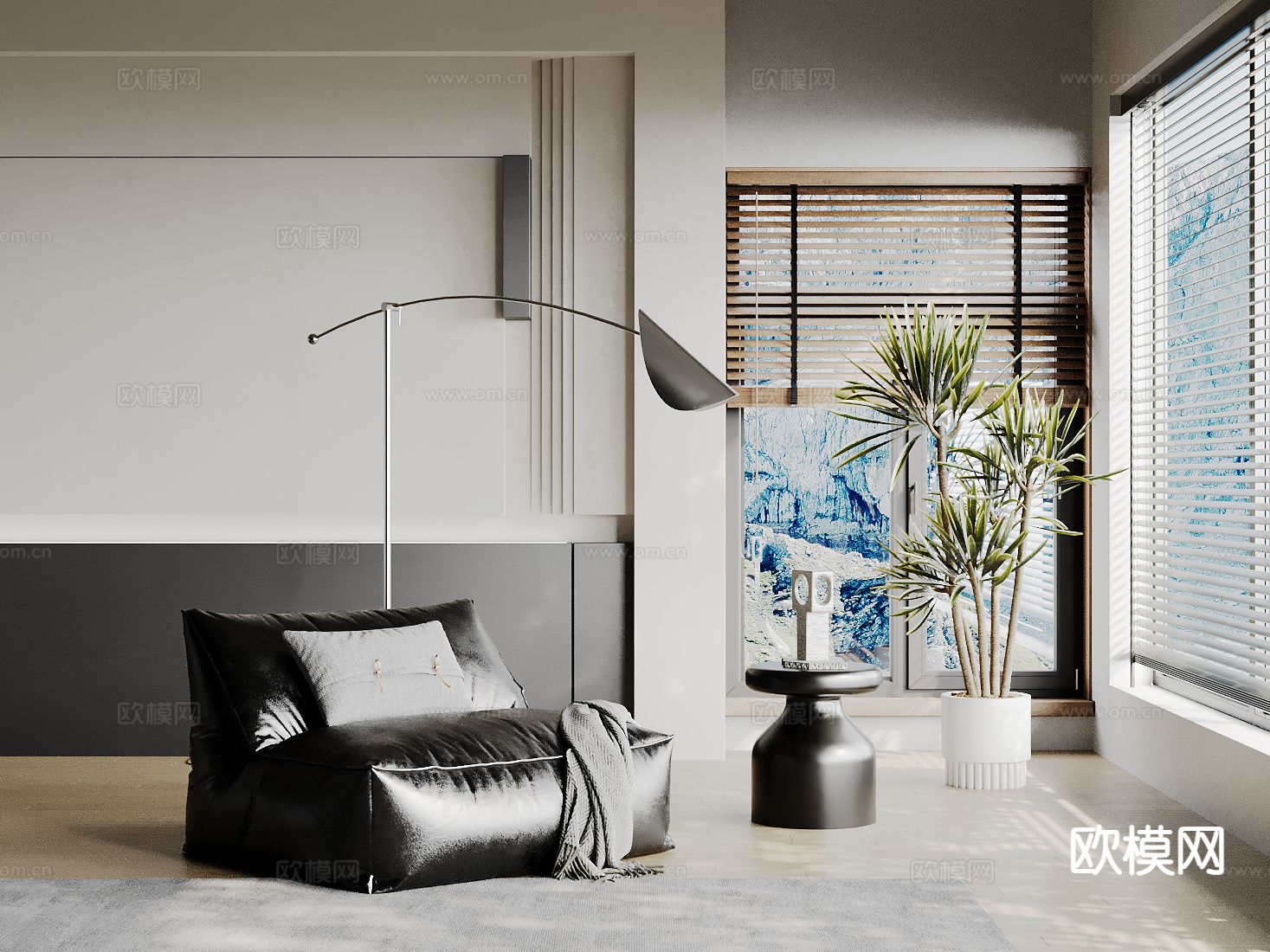 现代单人沙发su模型下载（渲染图2）