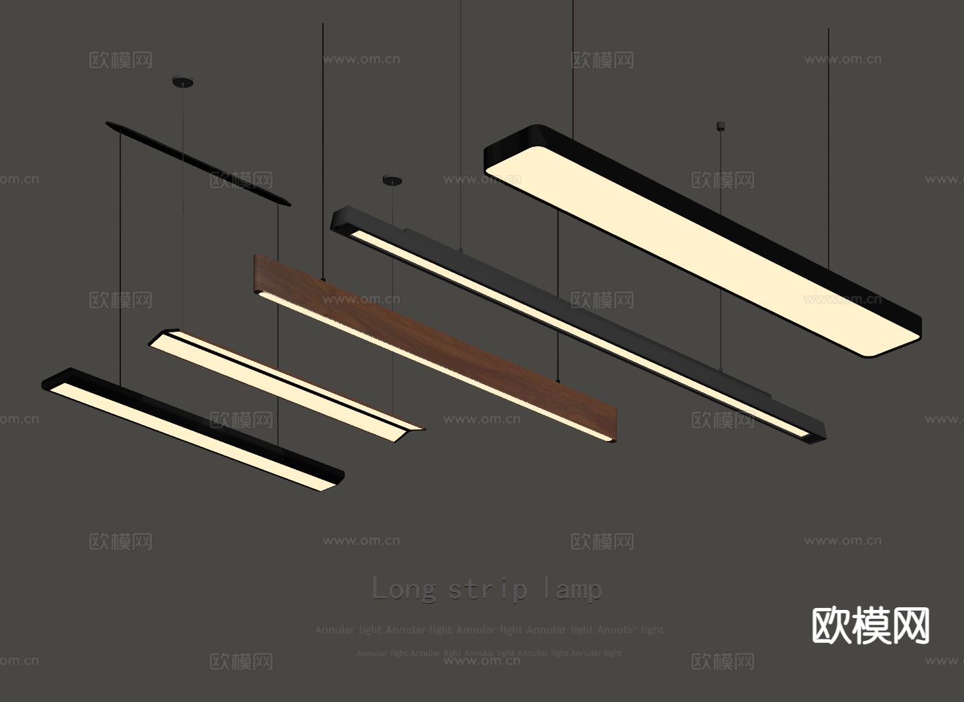 办公吊灯 长条吊灯su模型下载（渲染图1）