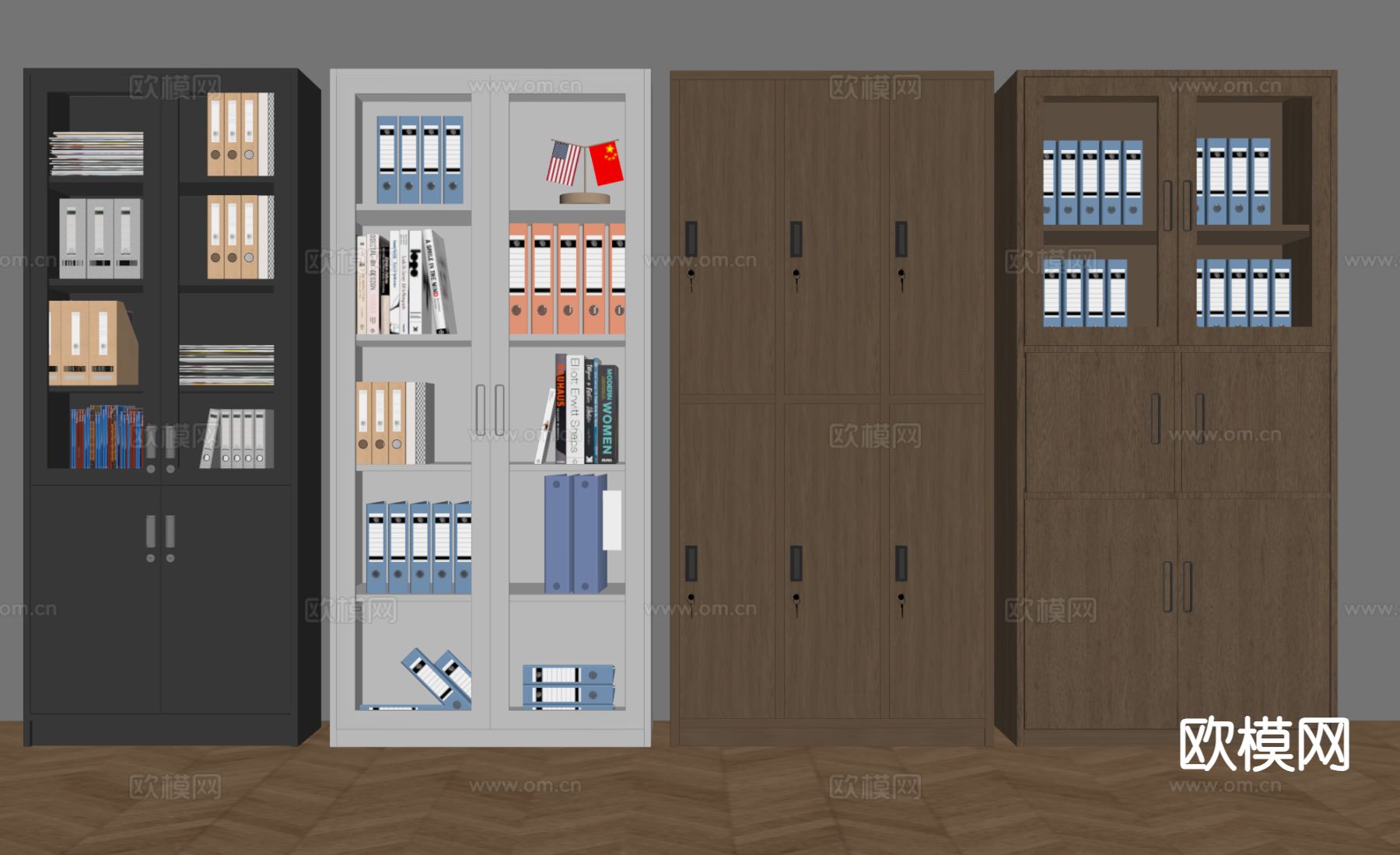 办公用品 文件柜 资料柜 档案柜su模型下载（渲染图1）
