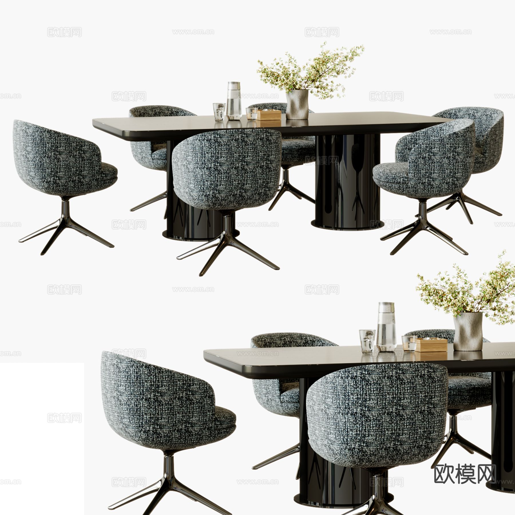 minotti 意式餐桌椅3d模型下载