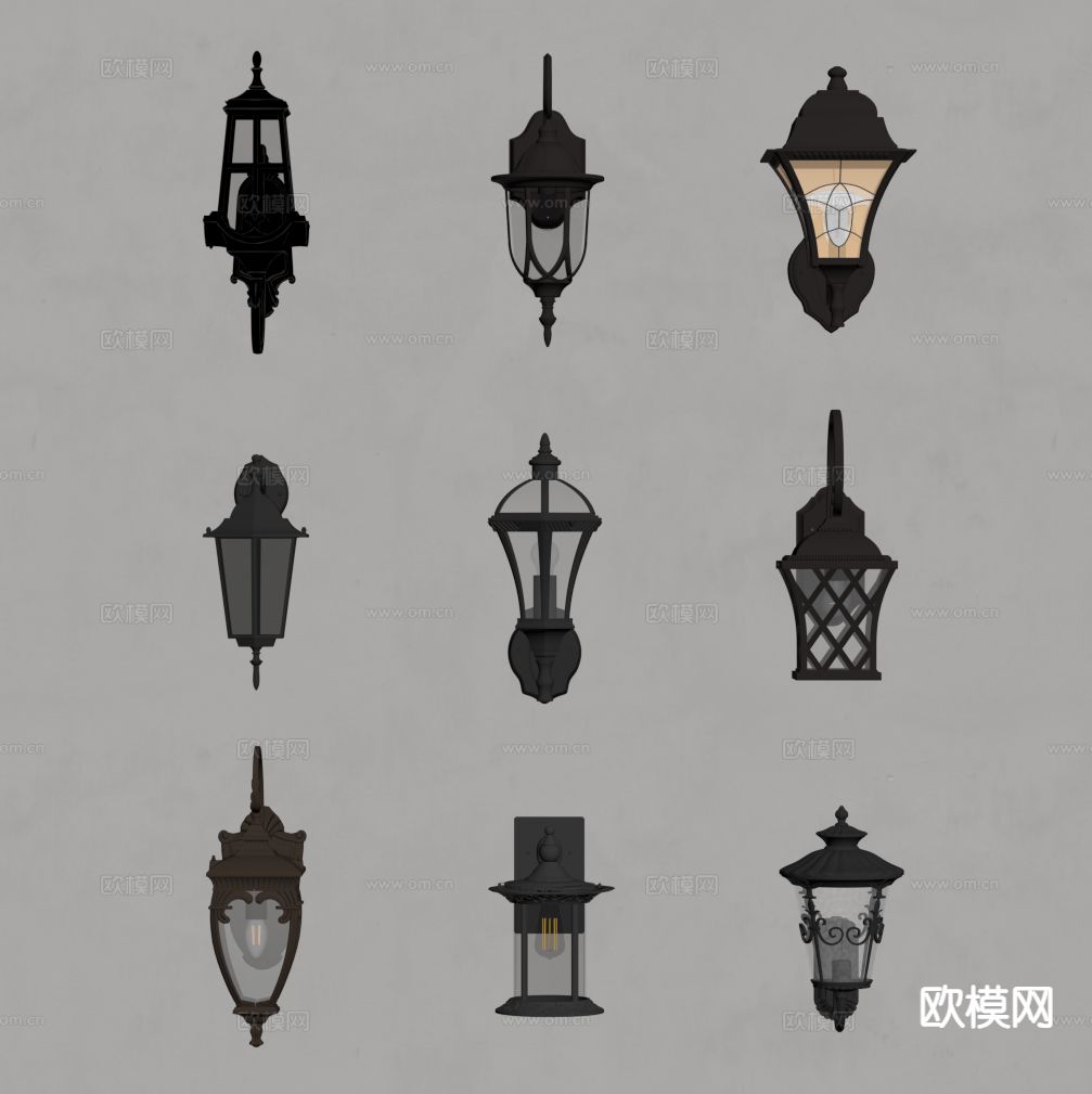 欧式户外壁灯su模型下载（渲染图1）