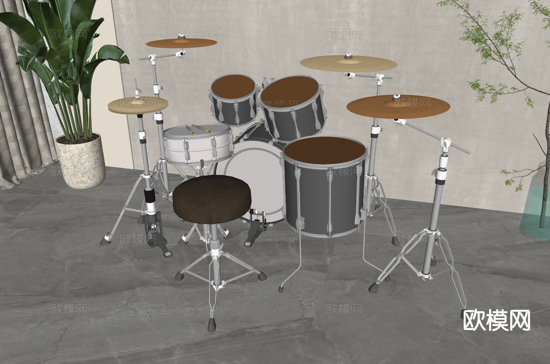 乐器 架子鼓su模型下载（渲染图1）