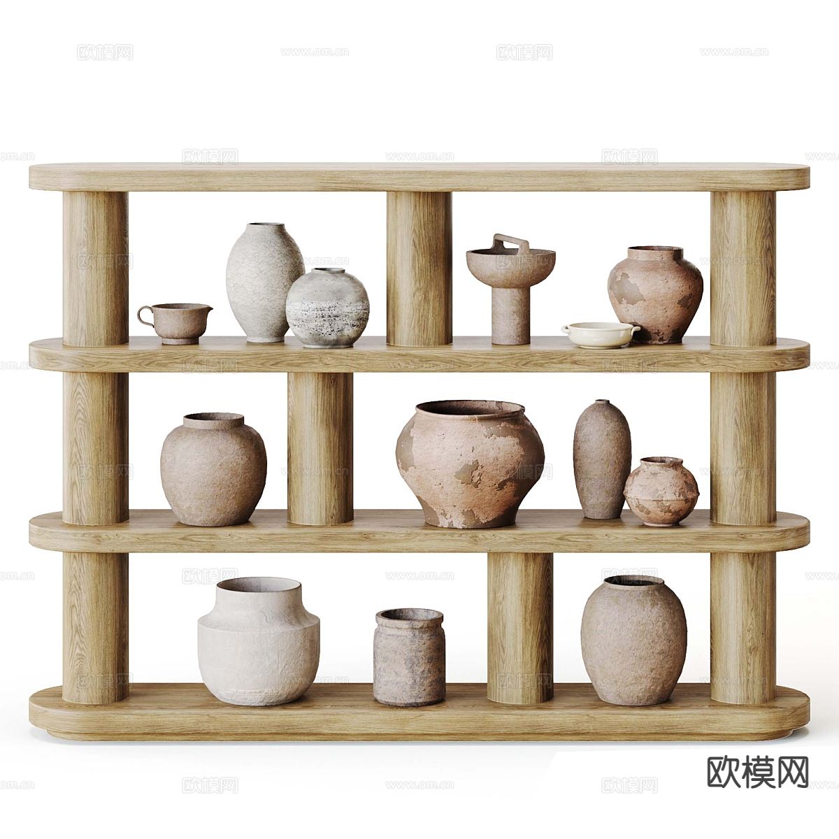 侘寂陶罐 花瓶 器皿su模型下载（渲染图3）