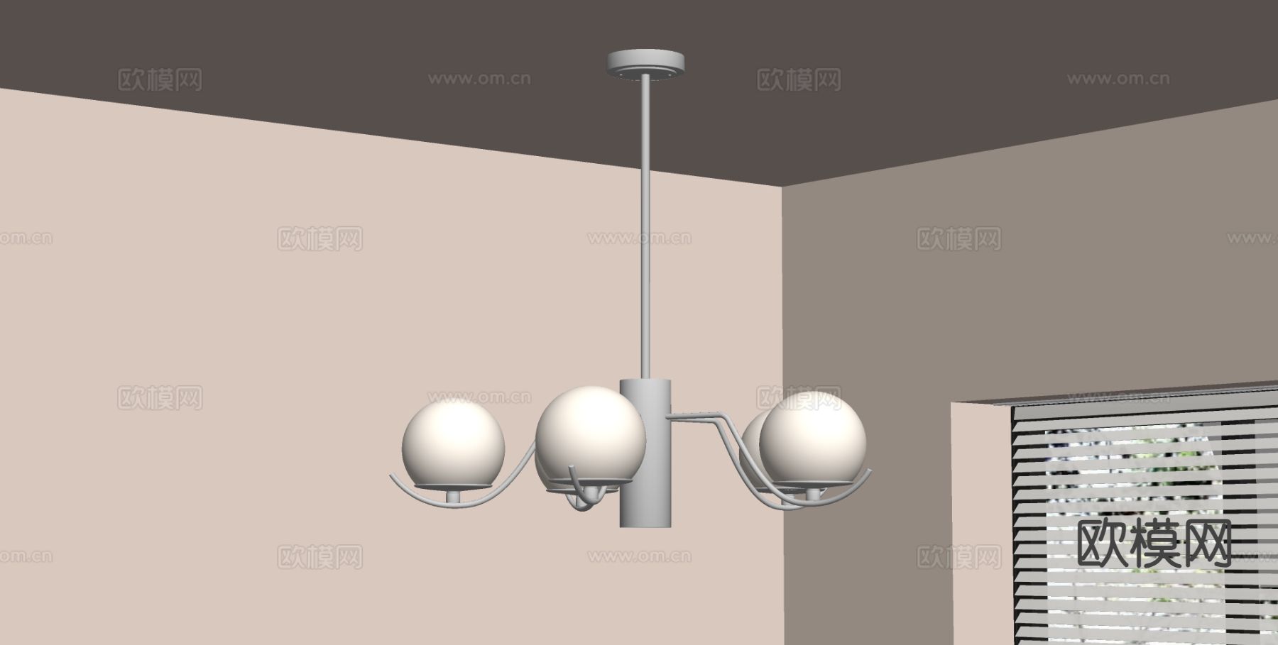 中古风吊灯su模型下载（渲染图1）