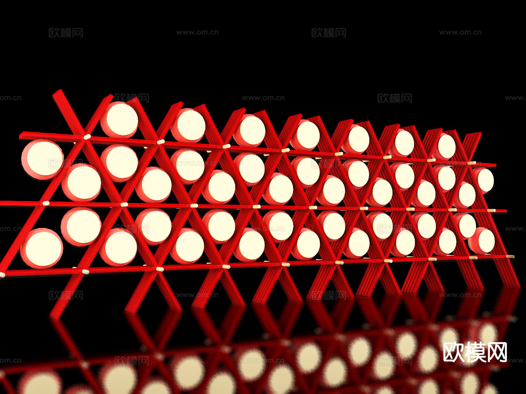 新中式美陈 网红美陈 灯笼打卡墙su模型下载（渲染图2）