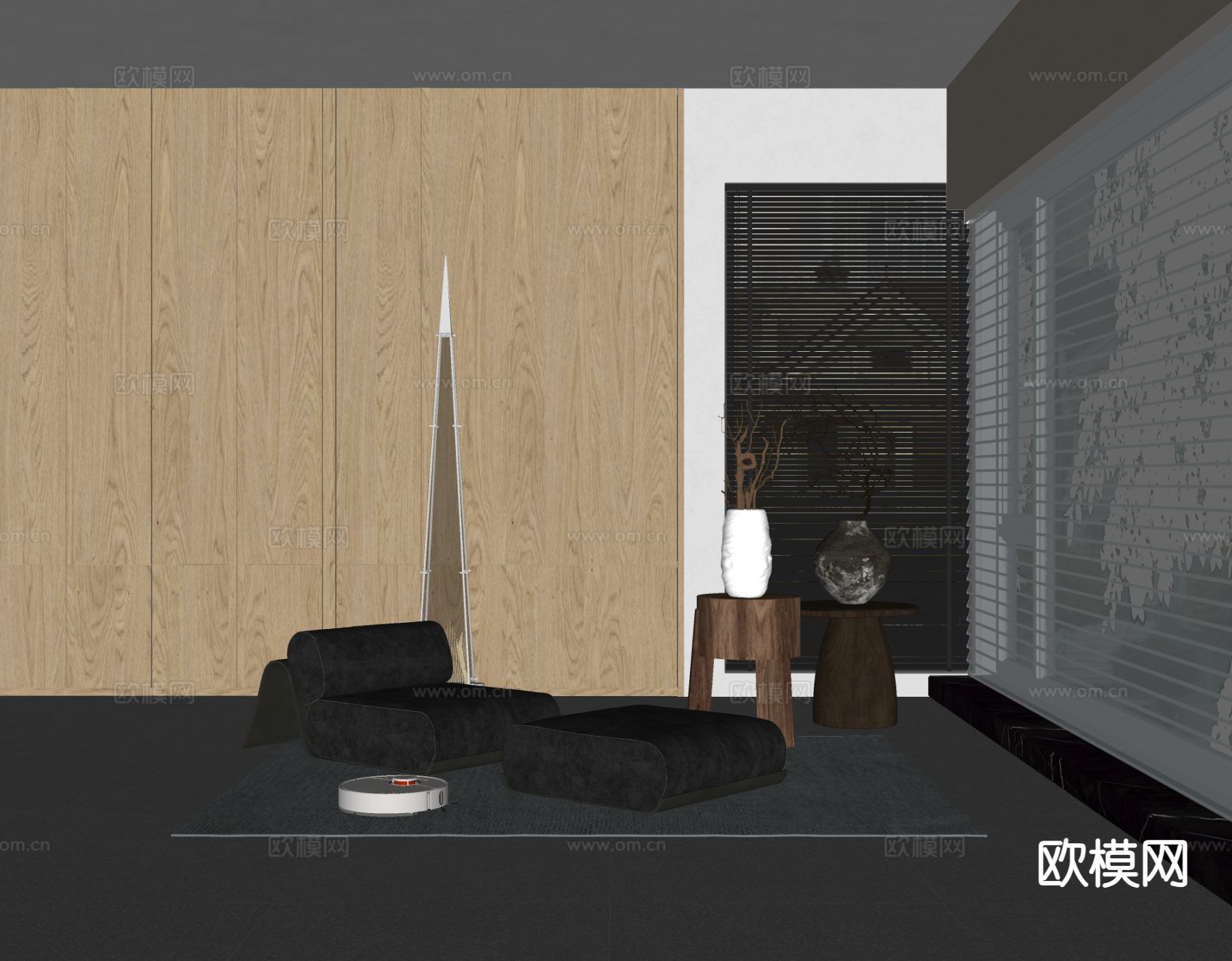 皮革躺椅 休闲躺椅 脚踏su模型下载（渲染图1）