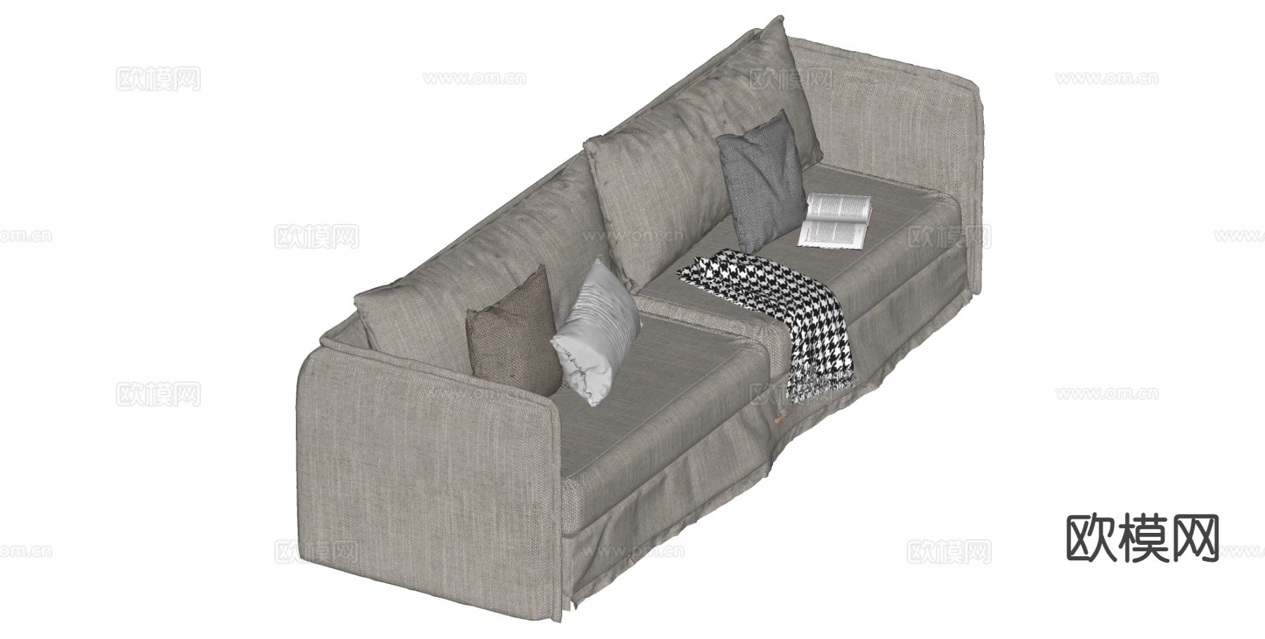 侘寂多人沙发su模型下载（渲染图1）