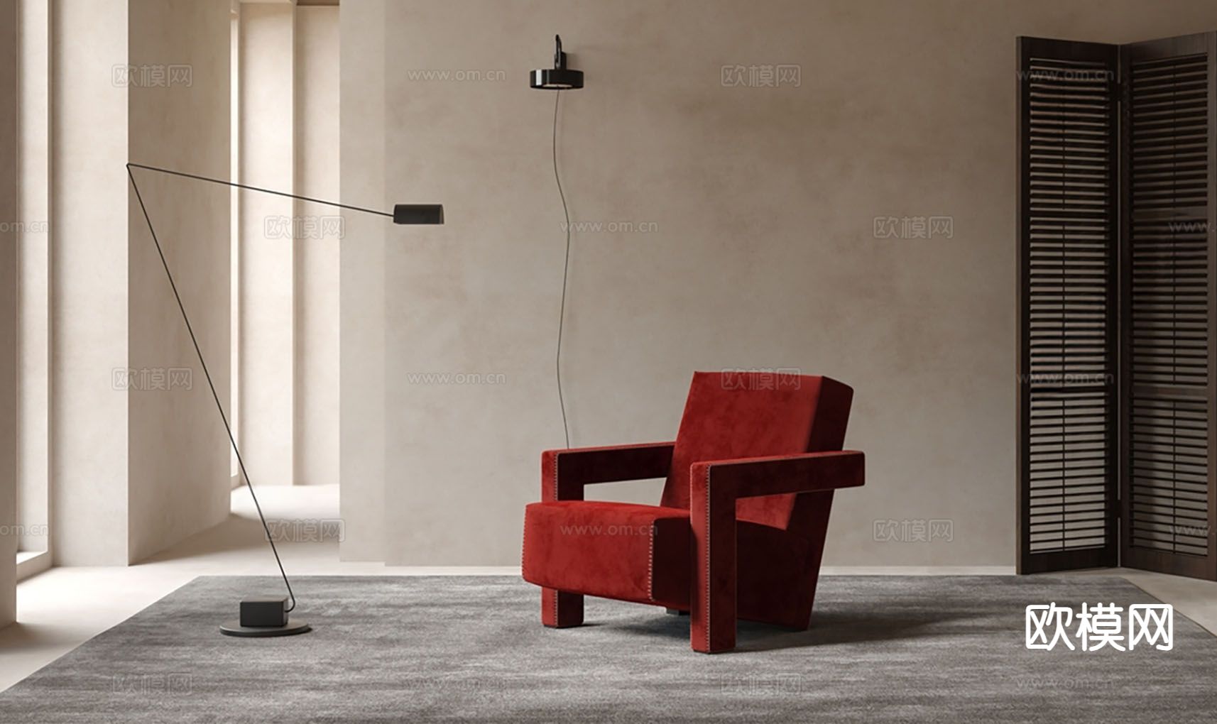 Cassina 意式沙发椅 休闲椅su模型下载（渲染图2）