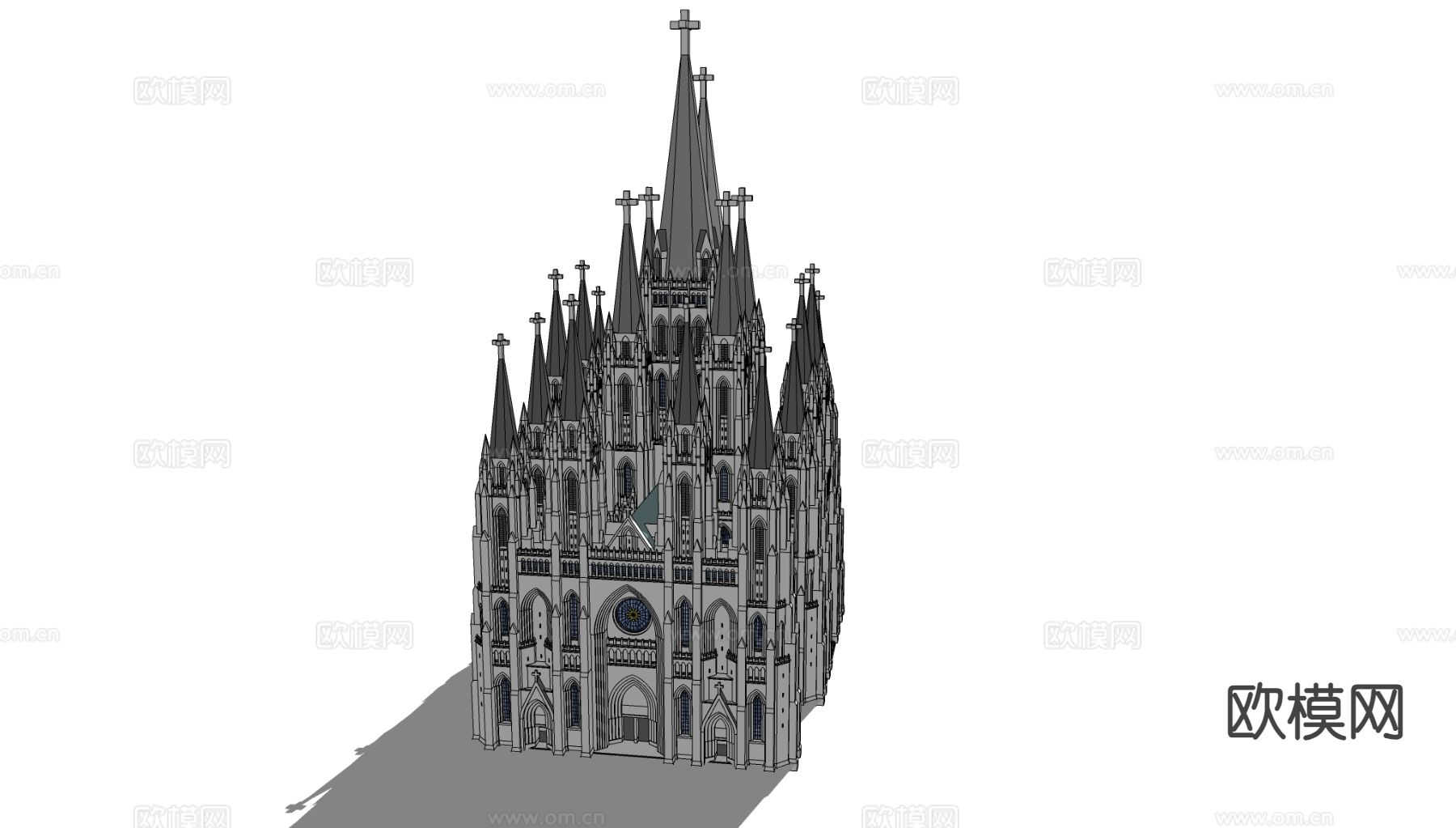 欧式教堂外观su模型下载