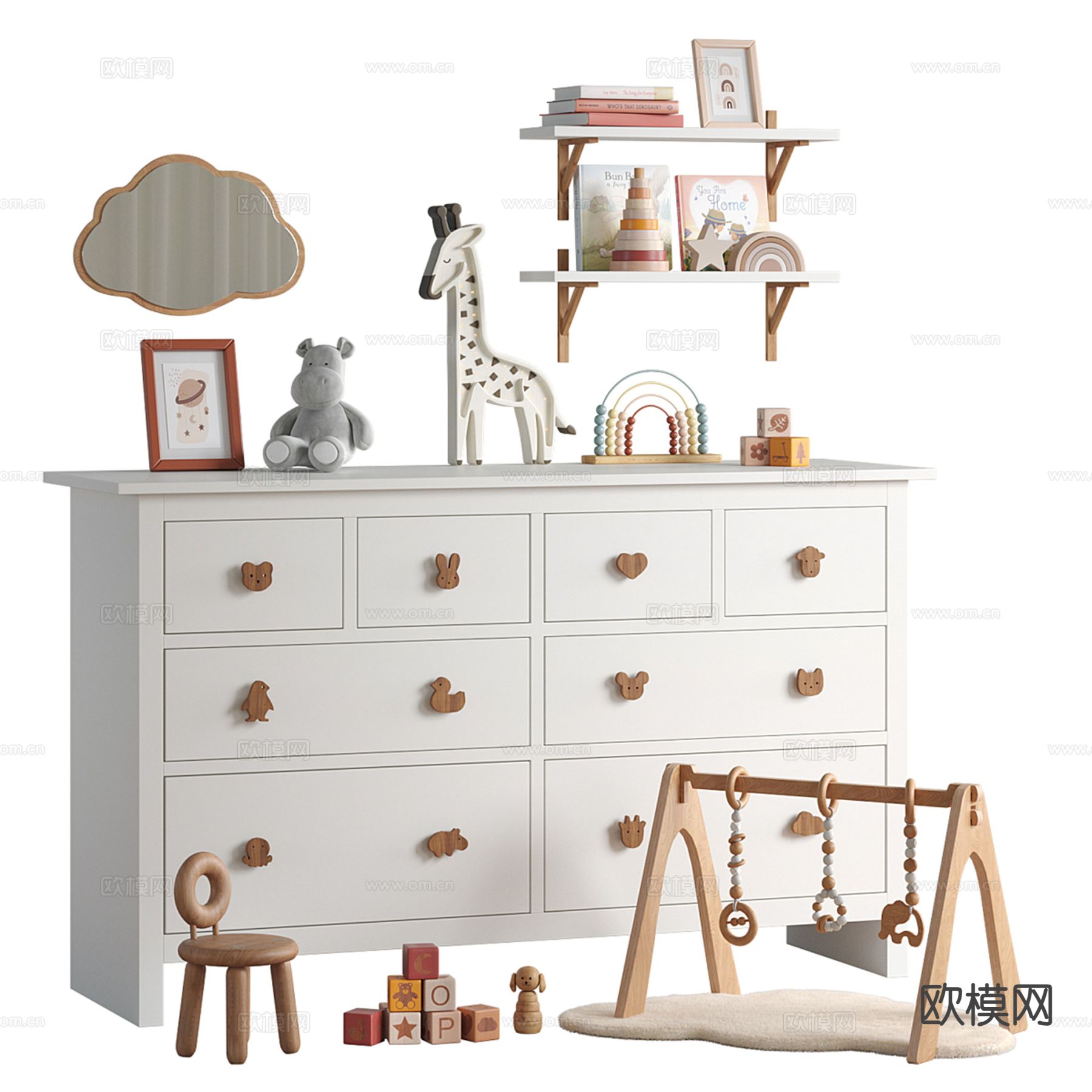 儿童柜 收纳柜3d模型下载