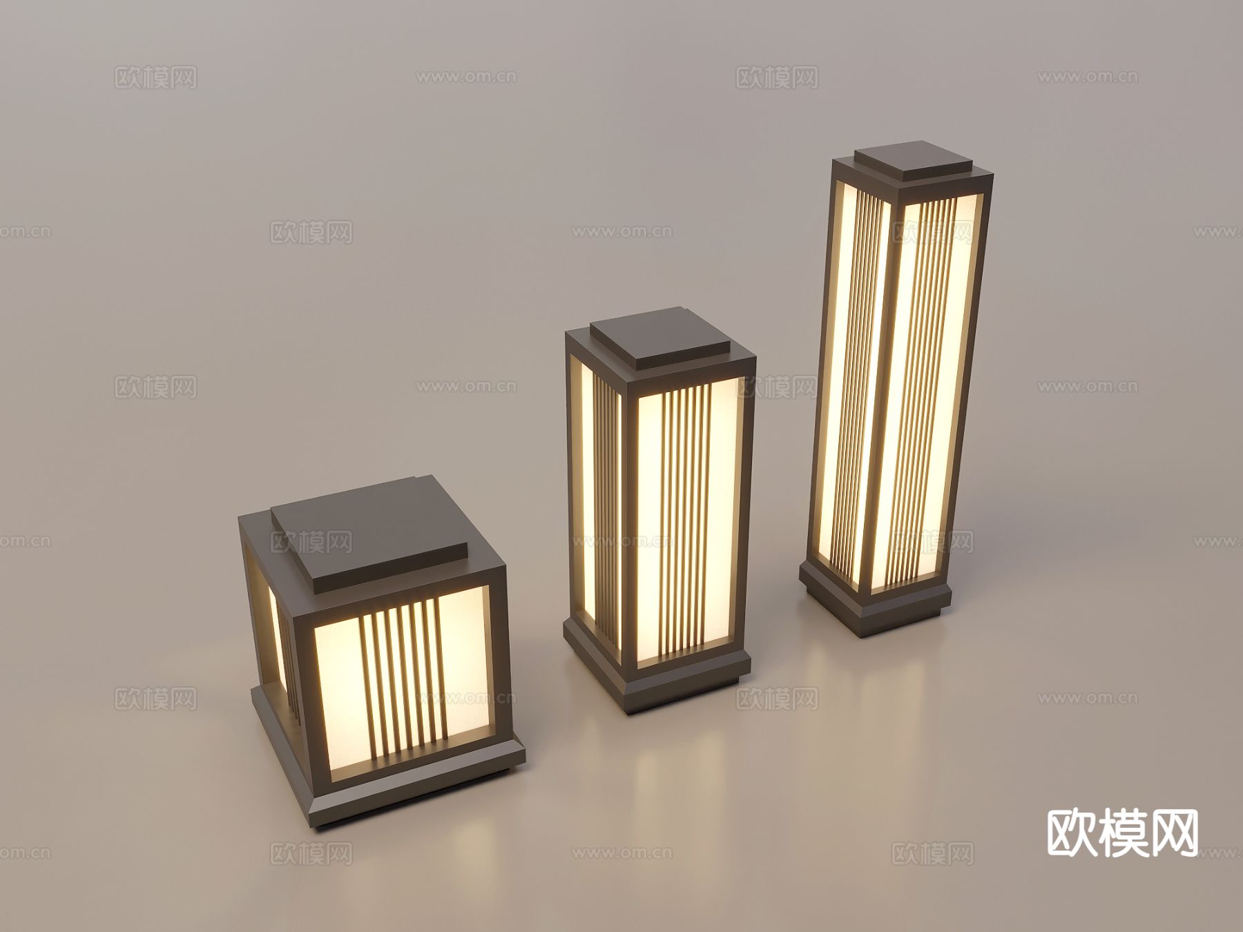 中式景观灯 草坪灯 庭院灯 户外灯su模型下载（渲染图2）