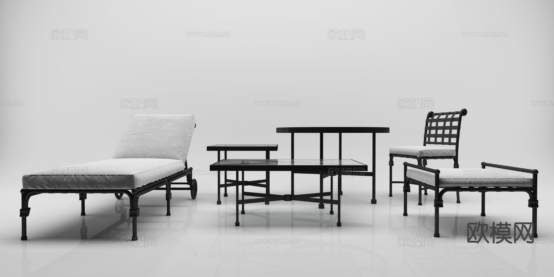 泳池躺椅 沙滩椅 单椅su模型下载（渲染图2）