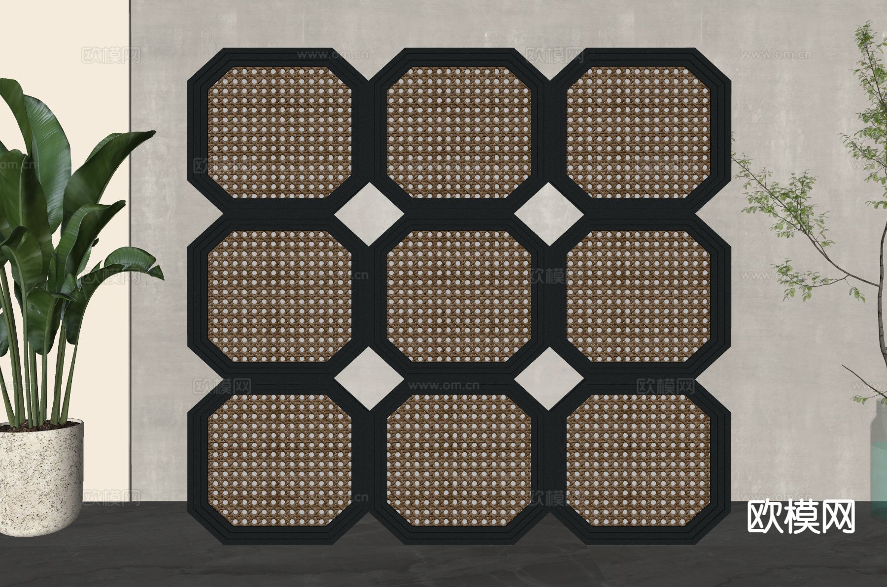 法式屏风 隔断su模型下载（渲染图1）