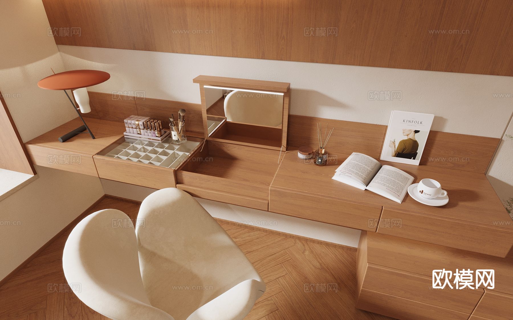 原木风化妆房 梳妆间3d模型下载（渲染图2）