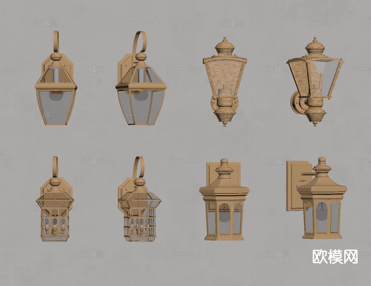 法式金属壁灯su模型下载（渲染图1）