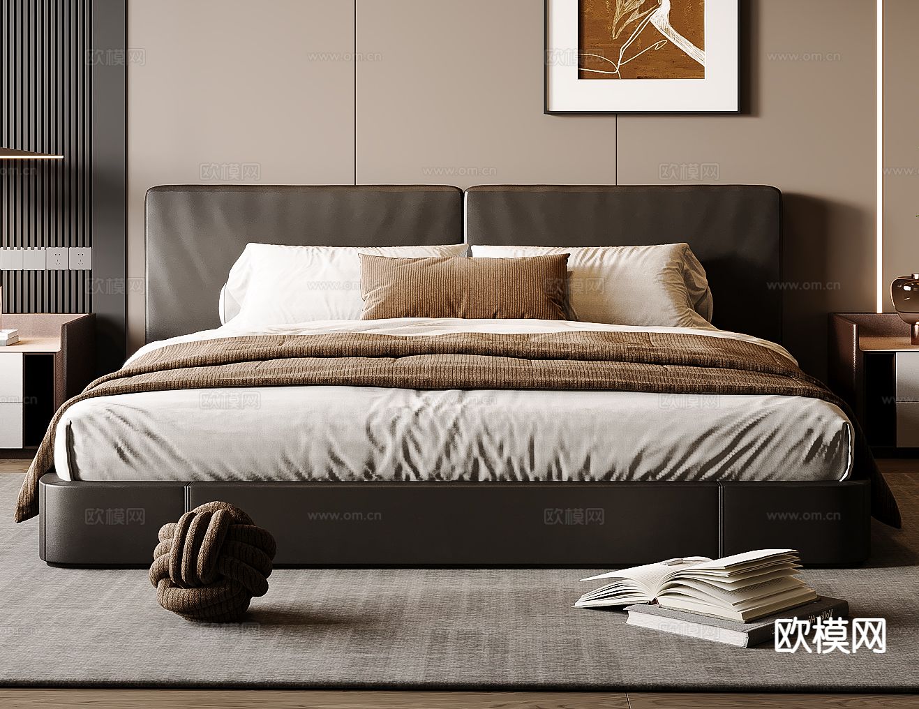 意式双人床3d模型下载