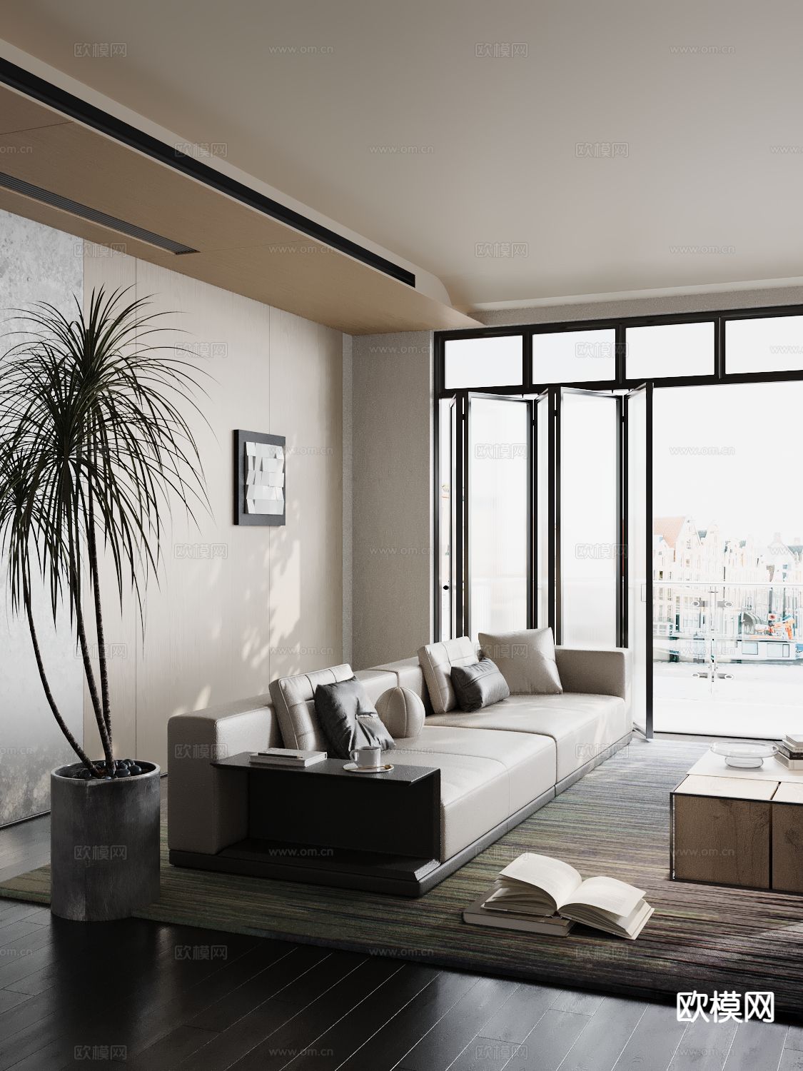 现代多人沙发su模型下载（渲染图2）