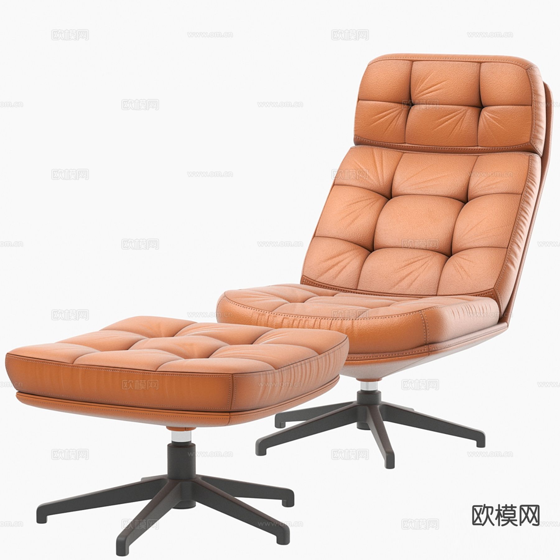 皮革躺椅 休闲躺椅 脚踏su模型下载（渲染图2）