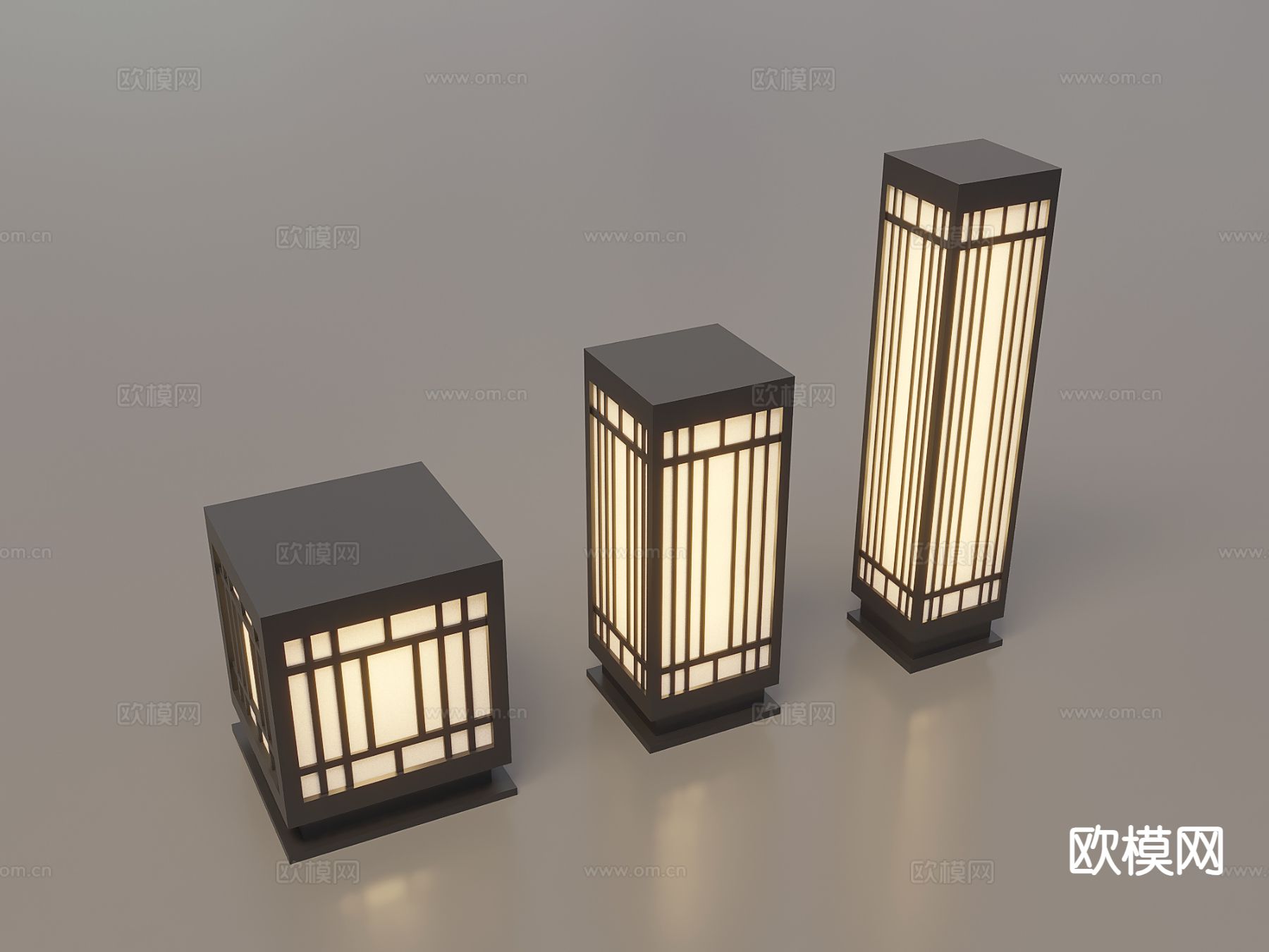 中式景观灯 草坪灯 庭院灯 户外灯su模型下载（渲染图2）