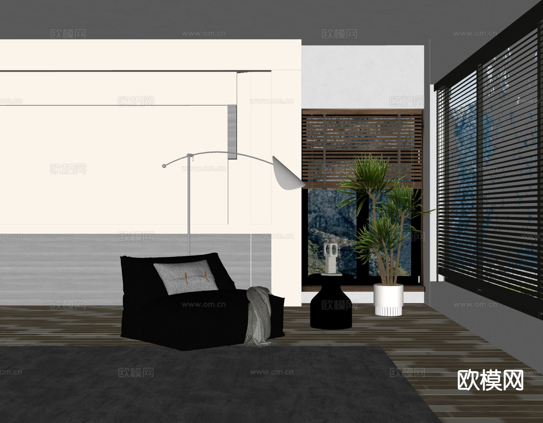 现代单人沙发su模型下载（渲染图1）