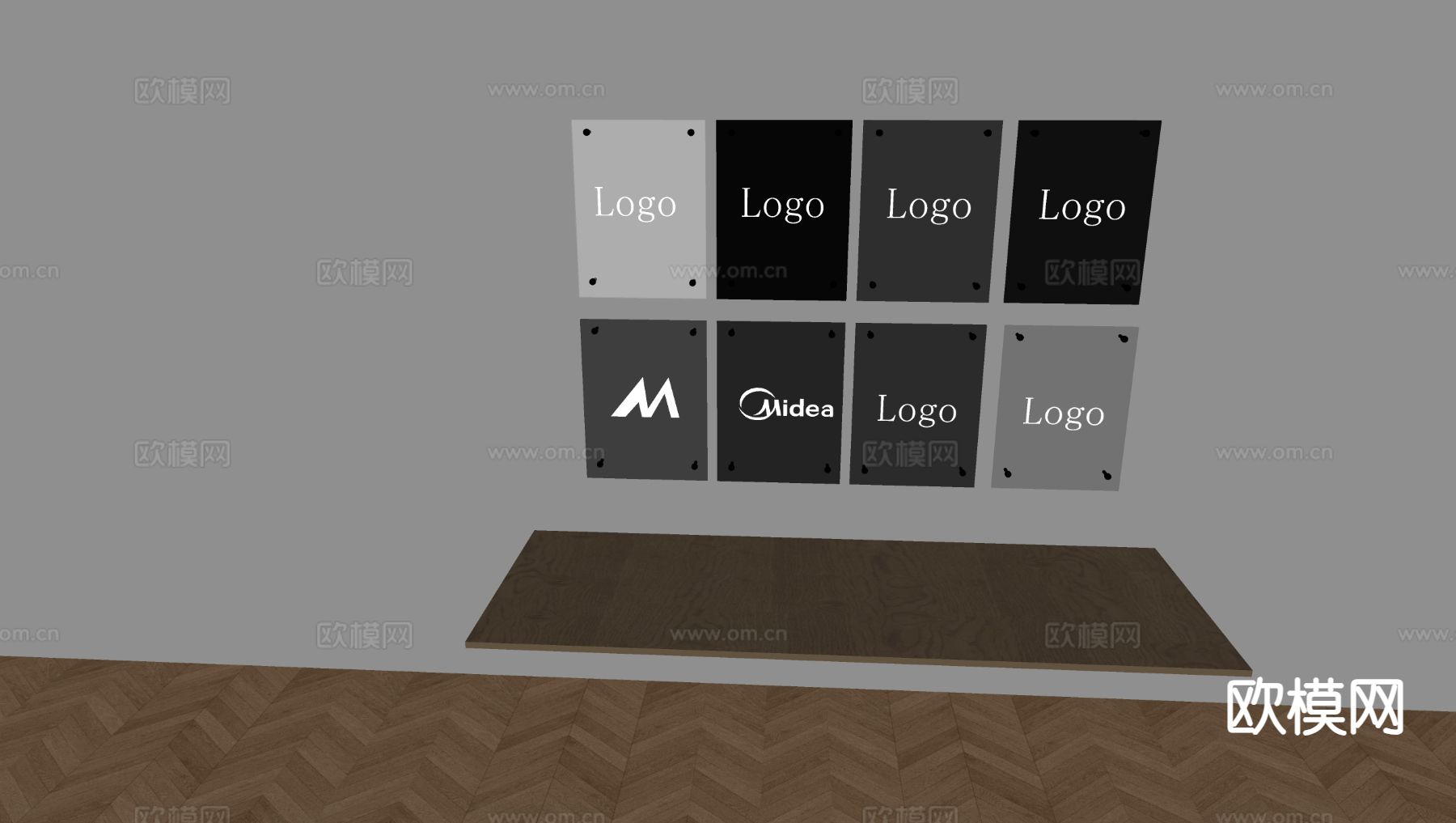 现代吊柜 壁挂书架 杂志架su模型下载（渲染图1）