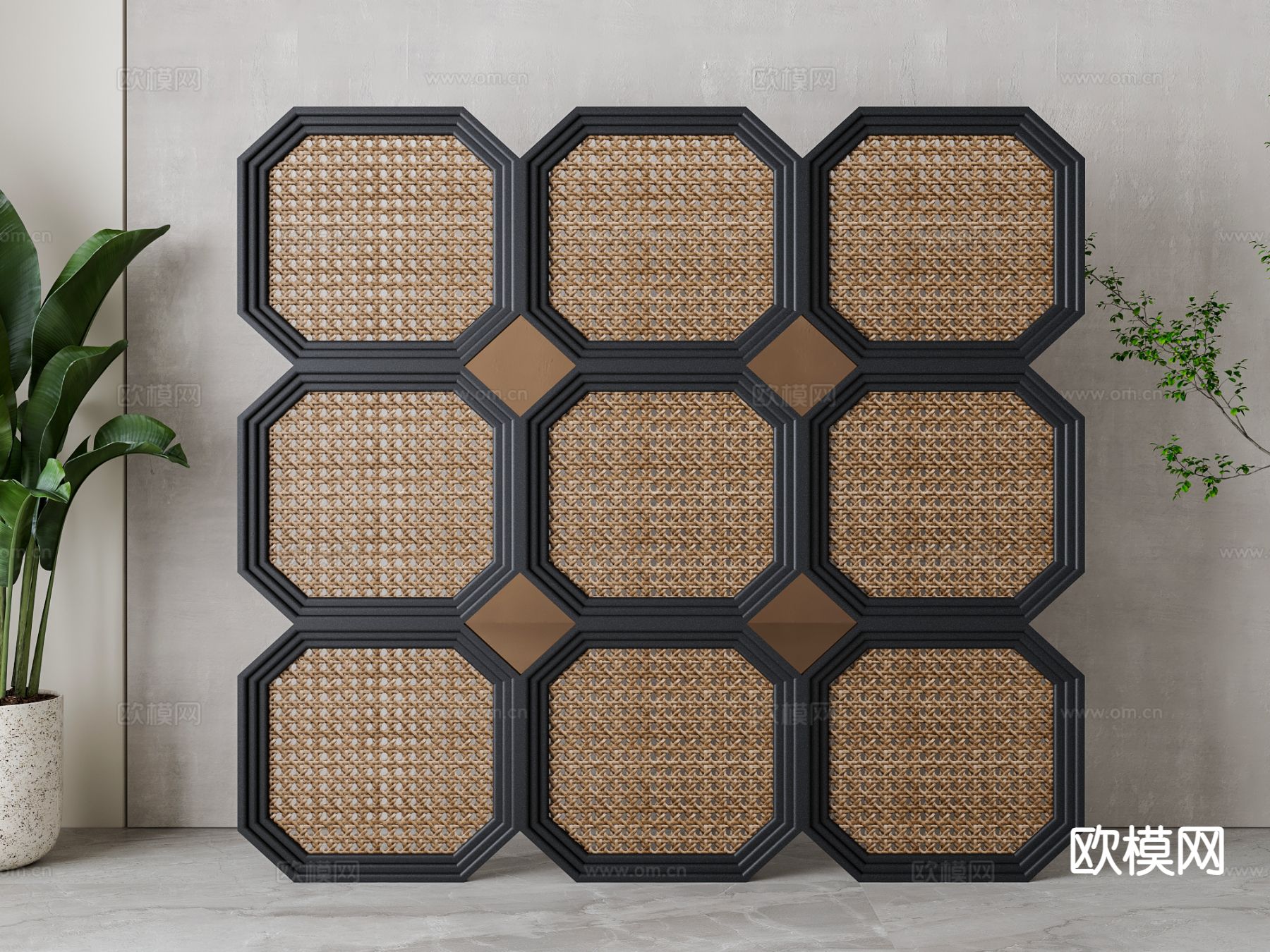 法式屏风 隔断su模型下载（渲染图2）