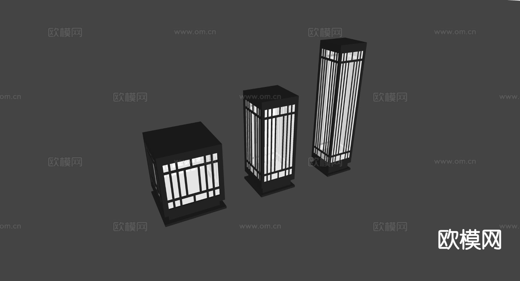 中式景观灯 草坪灯 庭院灯 户外灯su模型下载（渲染图1）