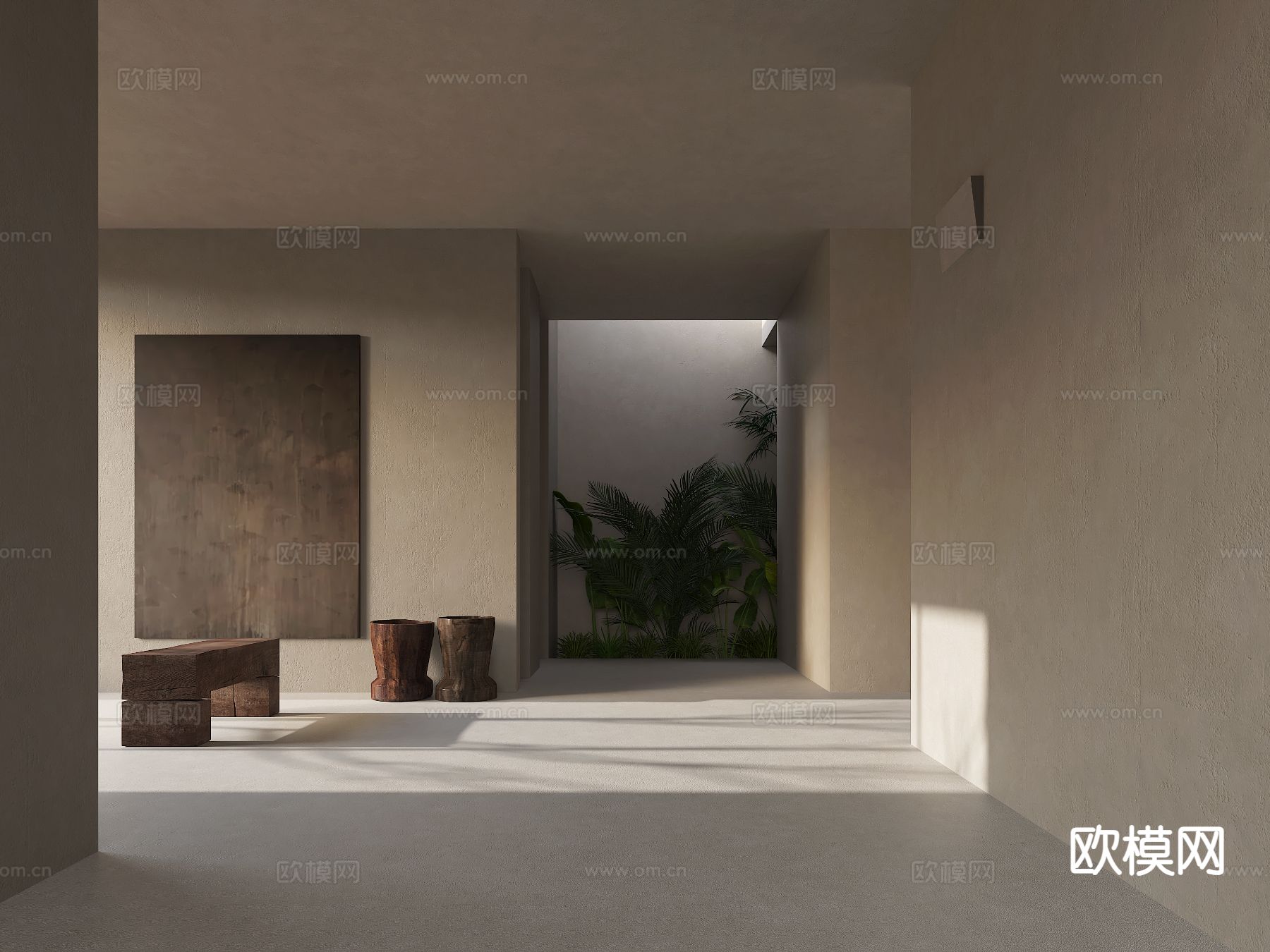 侘寂酒店 走廊su模型下载（渲染图2）