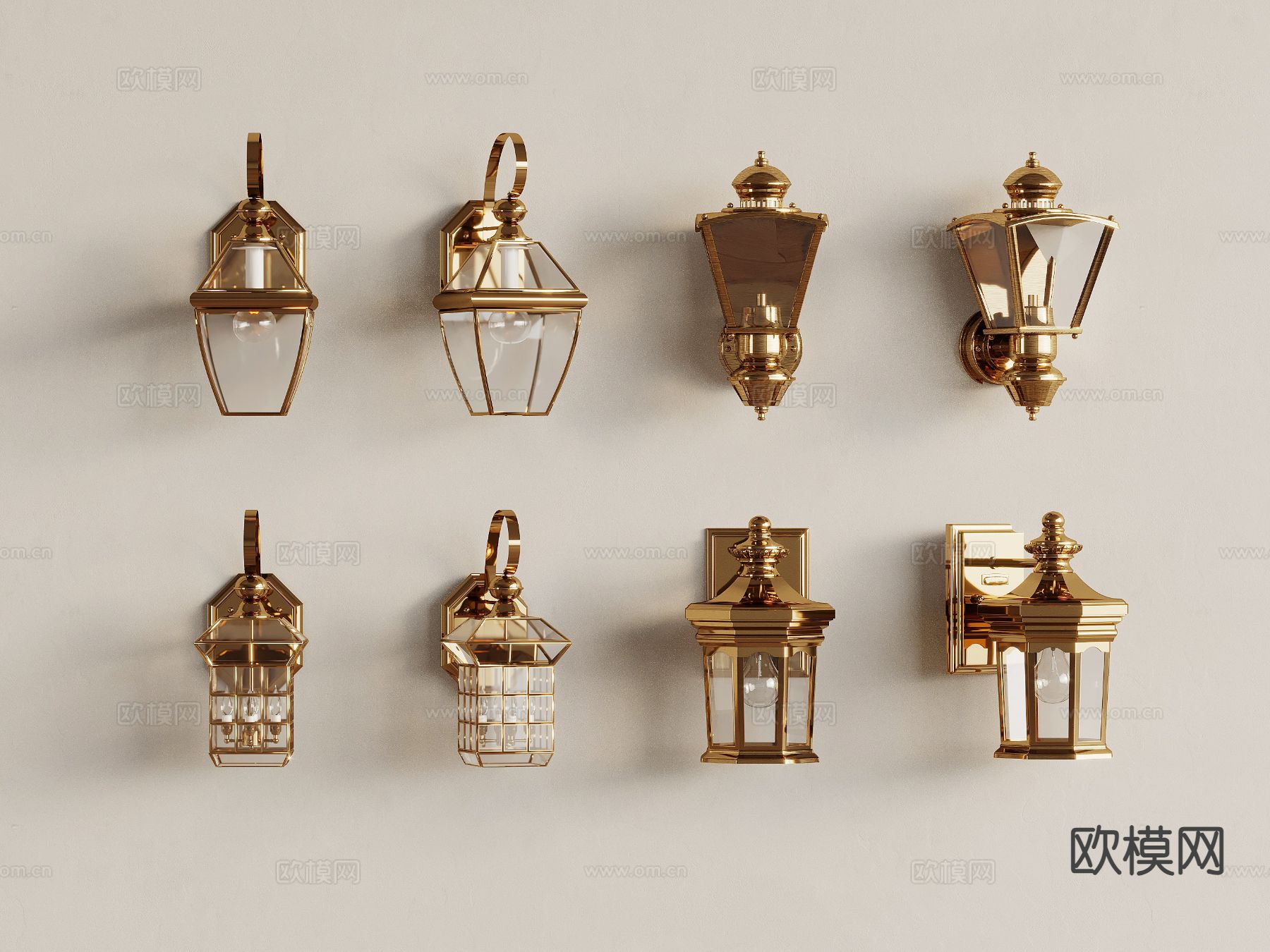 法式金属壁灯su模型下载（渲染图2）