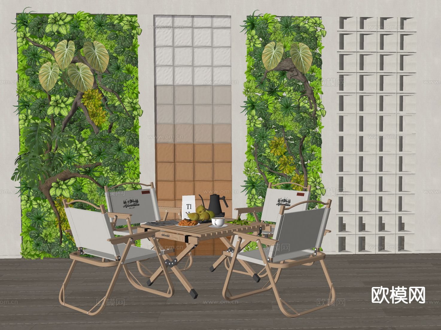 绿植墙 植物墙 景观墙su模型下载（渲染图1）