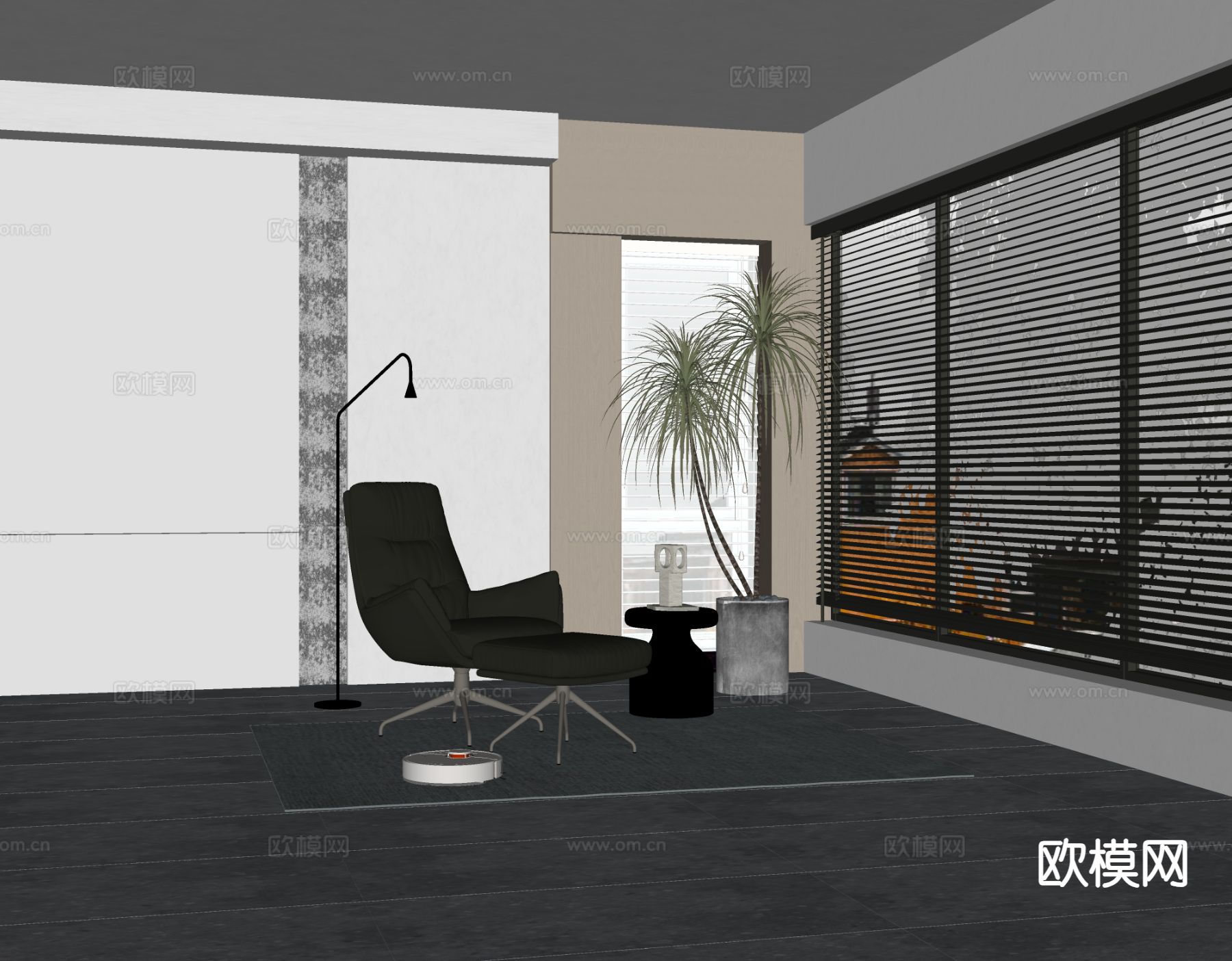 皮革躺椅 休闲躺椅 脚踏su模型下载（渲染图1）