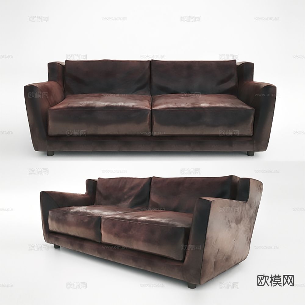 双人沙发 皮革沙发su模型下载（渲染图2）