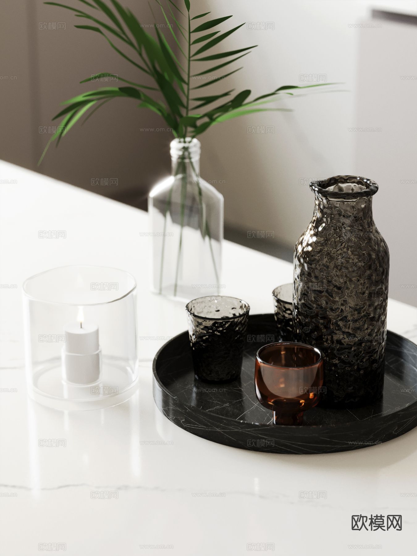 现代餐具 水杯 水瓶su模型下载（渲染图2）