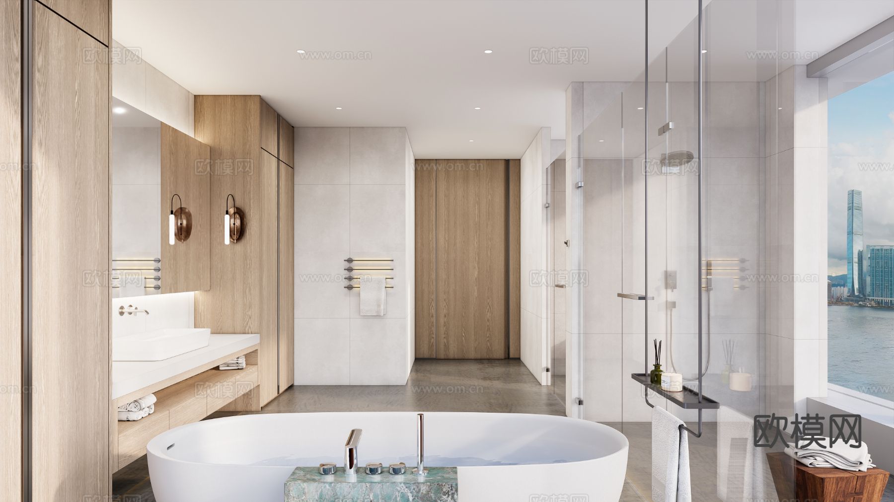 酒店卫生间 洗手间su模型下载（渲染图2）