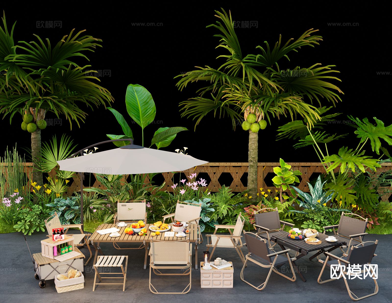 露营折叠桌椅 户外桌椅su模型下载（渲染图2）