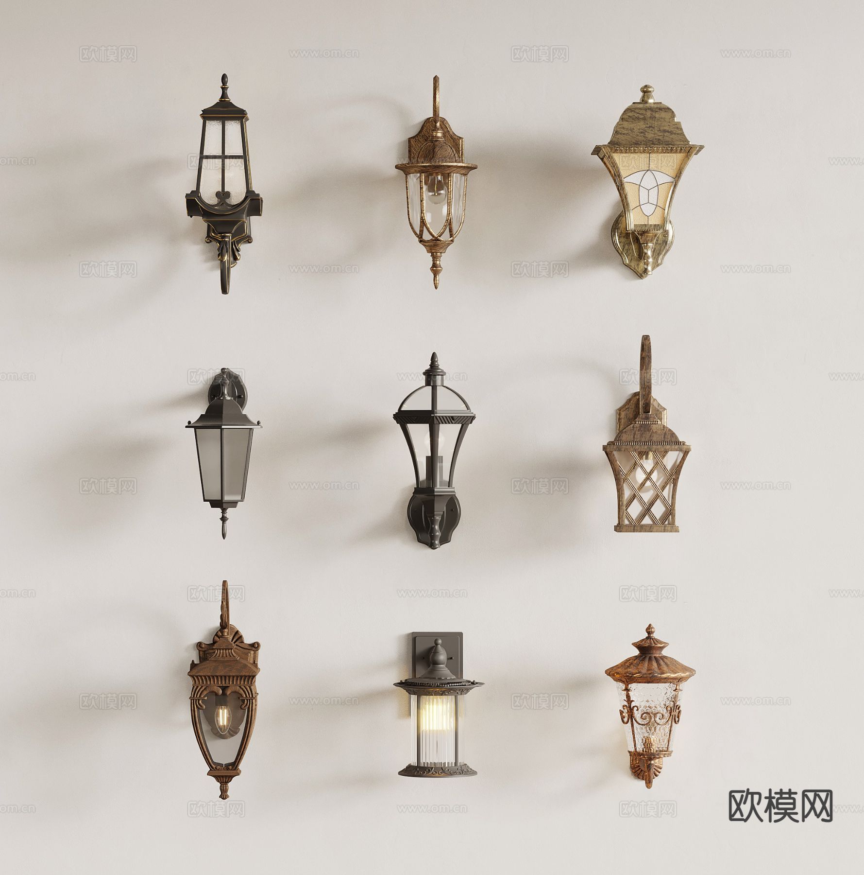 欧式户外壁灯su模型下载（渲染图2）