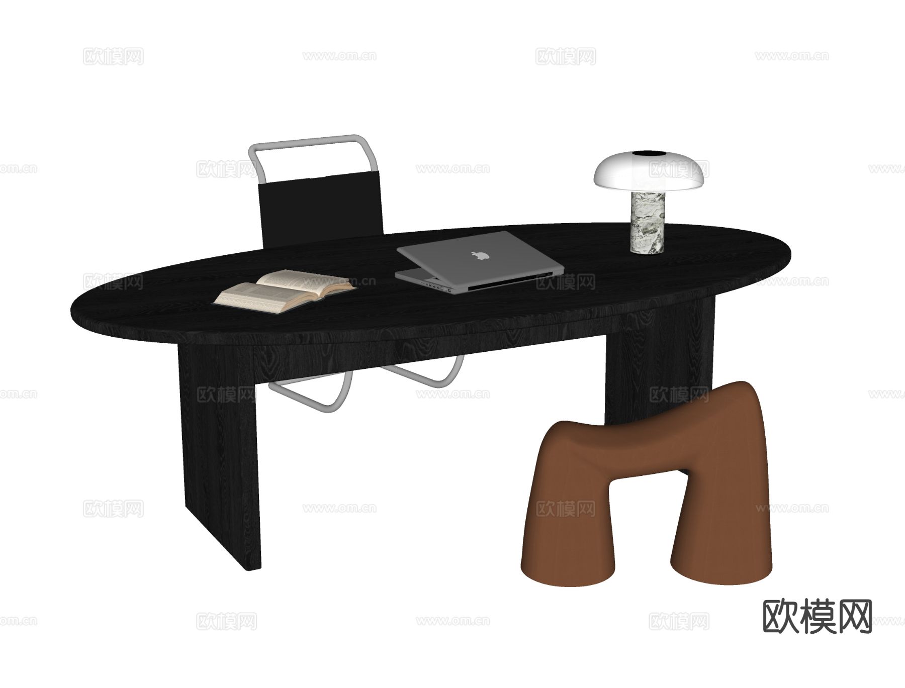 现代书桌 写字台 电脑桌su模型下载（渲染图1）