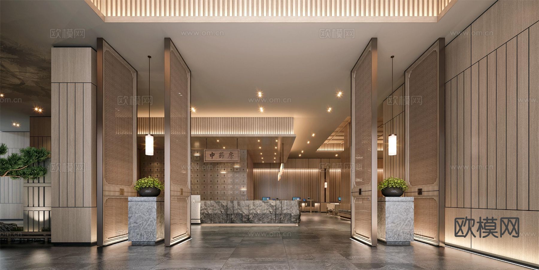 中医馆 中医疗养馆3d模型下载（渲染图1）