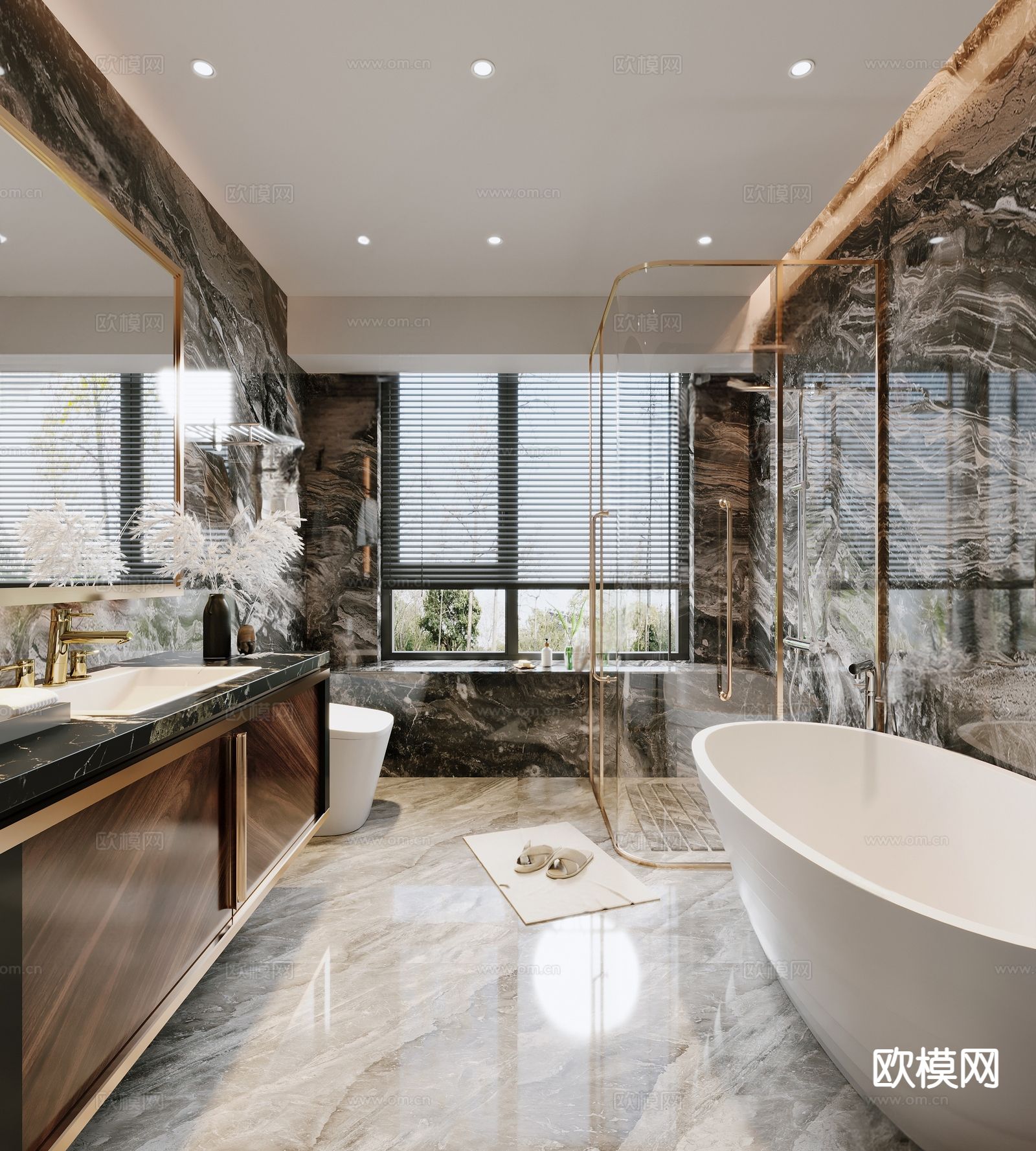 轻奢卫生间 浴室su模型下载（渲染图2）